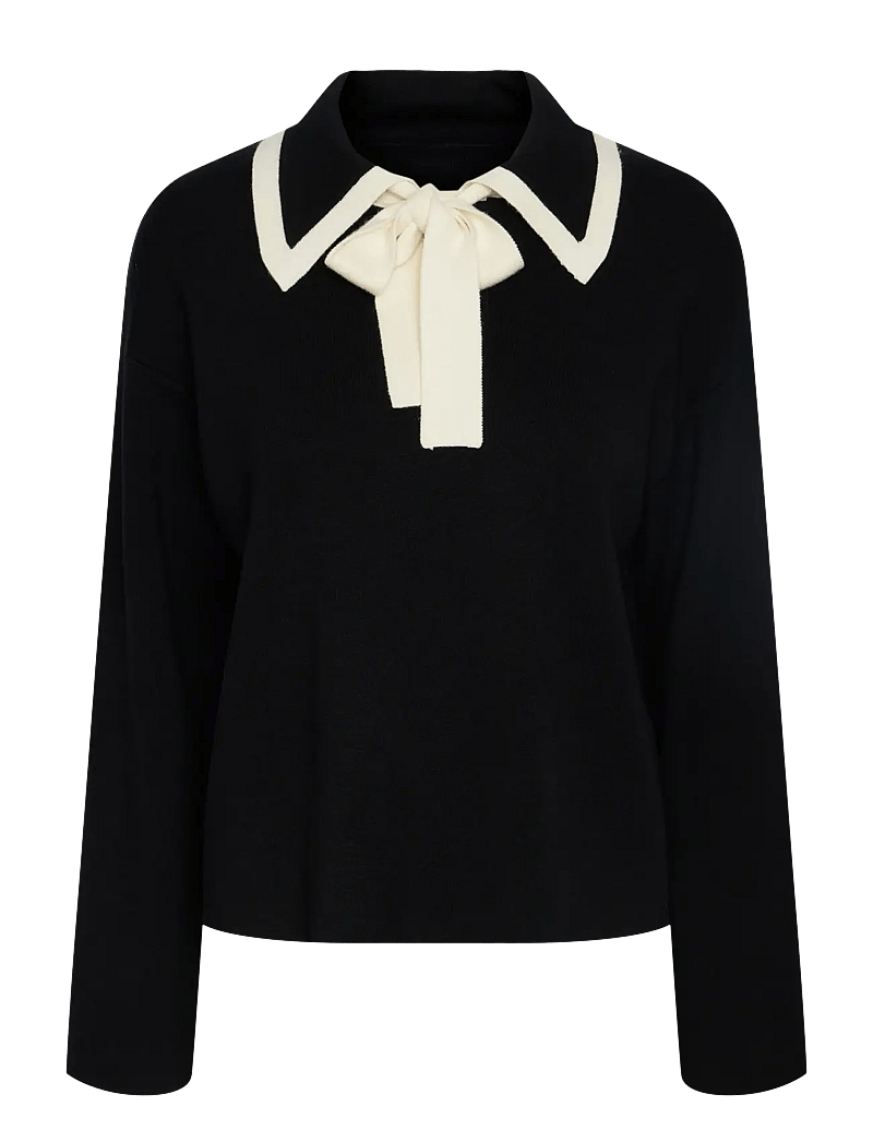 YAS - YASJOSIE LS BOW KNIT TOP - striktrøjer - black - 1