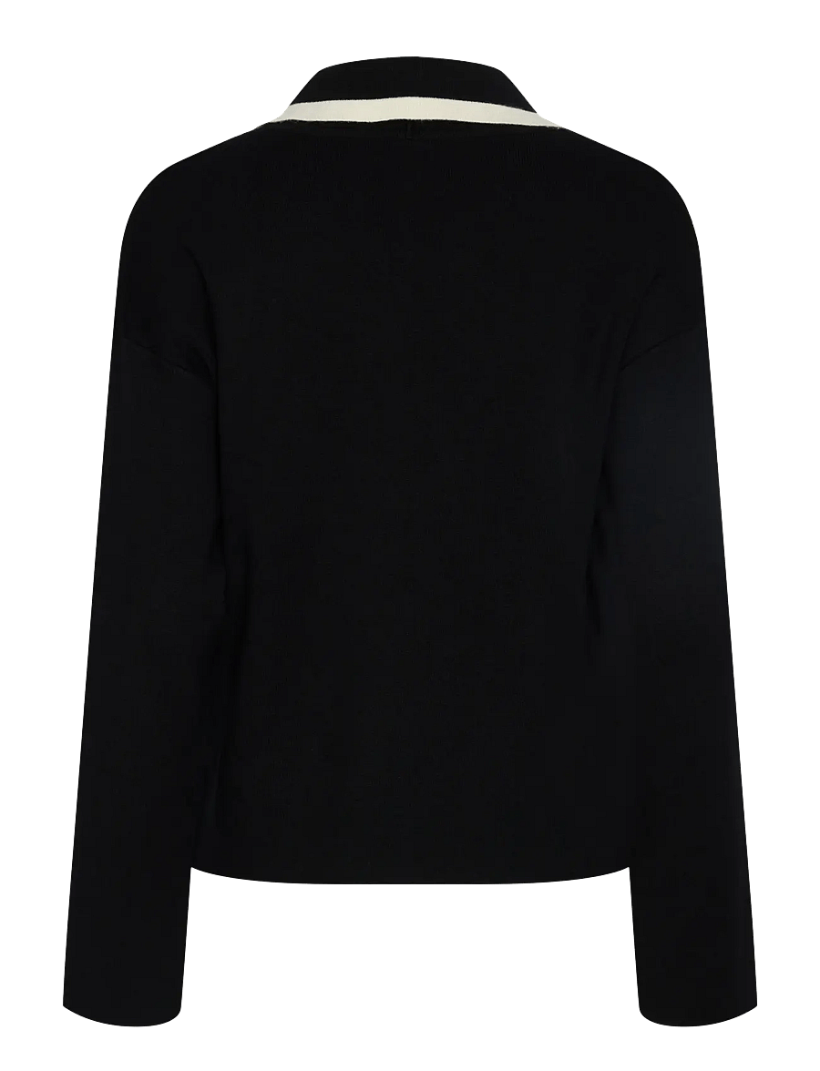 YAS - YASJOSIE LS BOW KNIT TOP S. NOOS - striktrøjer - black - 2