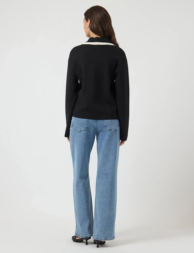 YAS - YASJOSIE LS BOW KNIT TOP - striktrøjer - black - 3