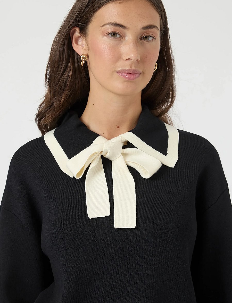 YAS - YASJOSIE LS BOW KNIT TOP S. NOOS - striktrøjer - black - 5