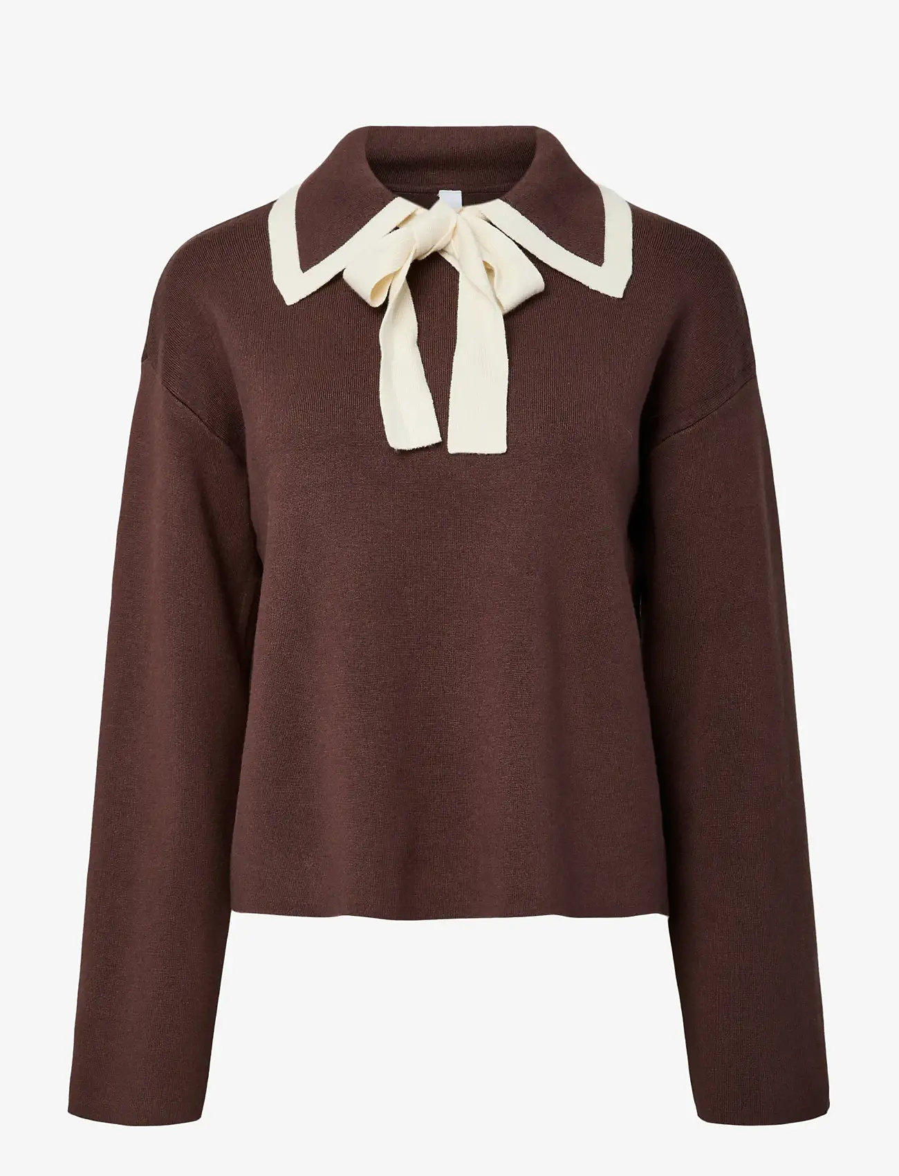 YAS - YASJOSIE LS BOW KNIT TOP - striktrøjer - chocolate brown - 1