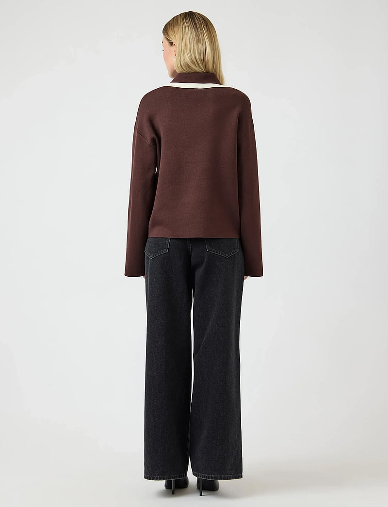 YAS - YASJOSIE LS BOW KNIT TOP - striktrøjer - chocolate brown - 3