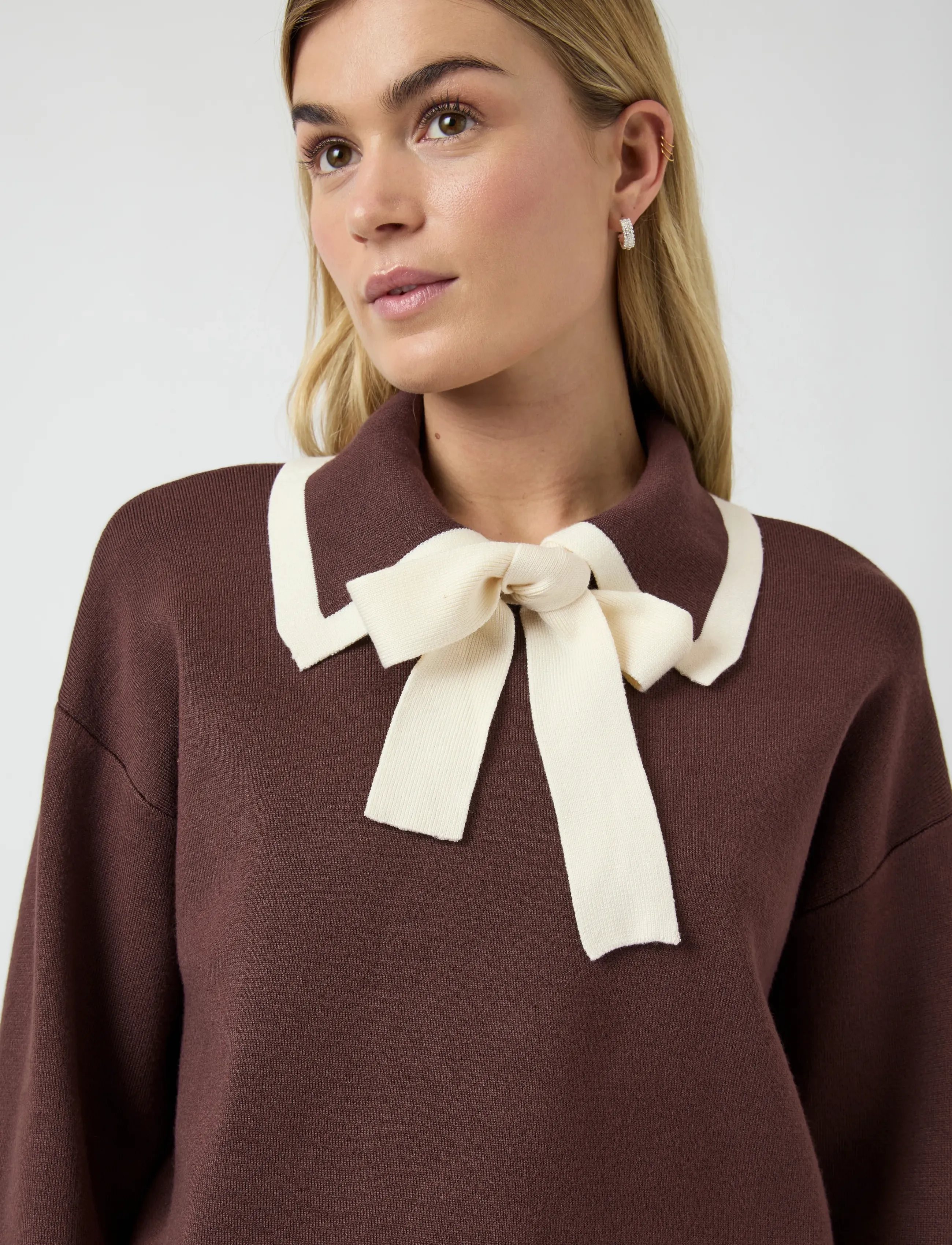 YAS - YASJOSIE LS BOW KNIT TOP S. NOOS - pullover - chocolate brown - 5