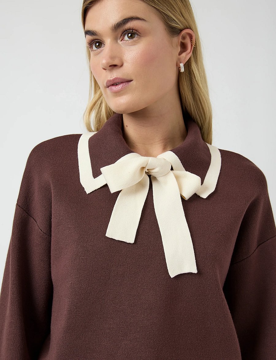 YAS - YASJOSIE LS BOW KNIT TOP S. NOOS - pullover - chocolate brown - 5