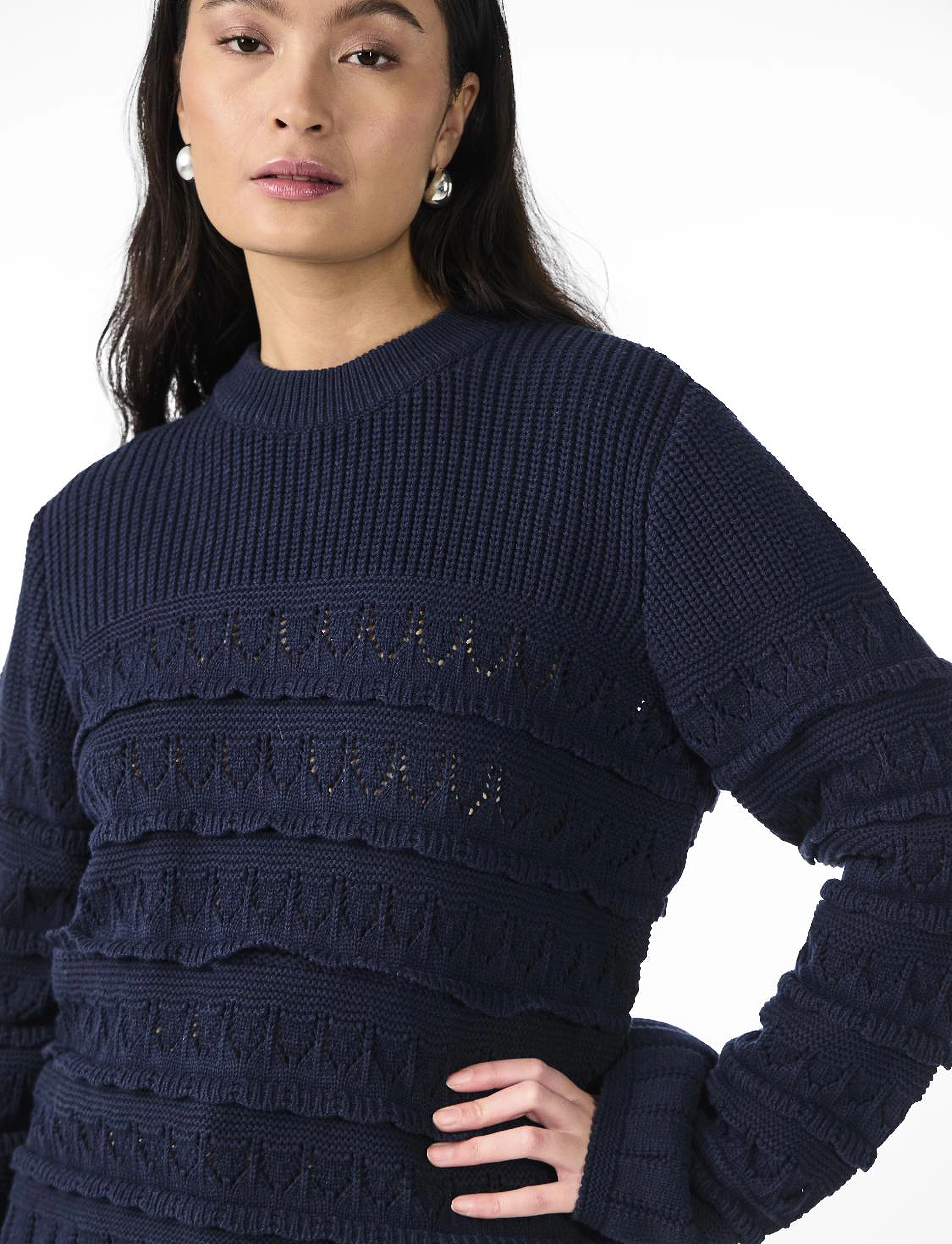 YAS - YASTIMU LS KNIT PULLOVER - trøjer - navy blazer - 4