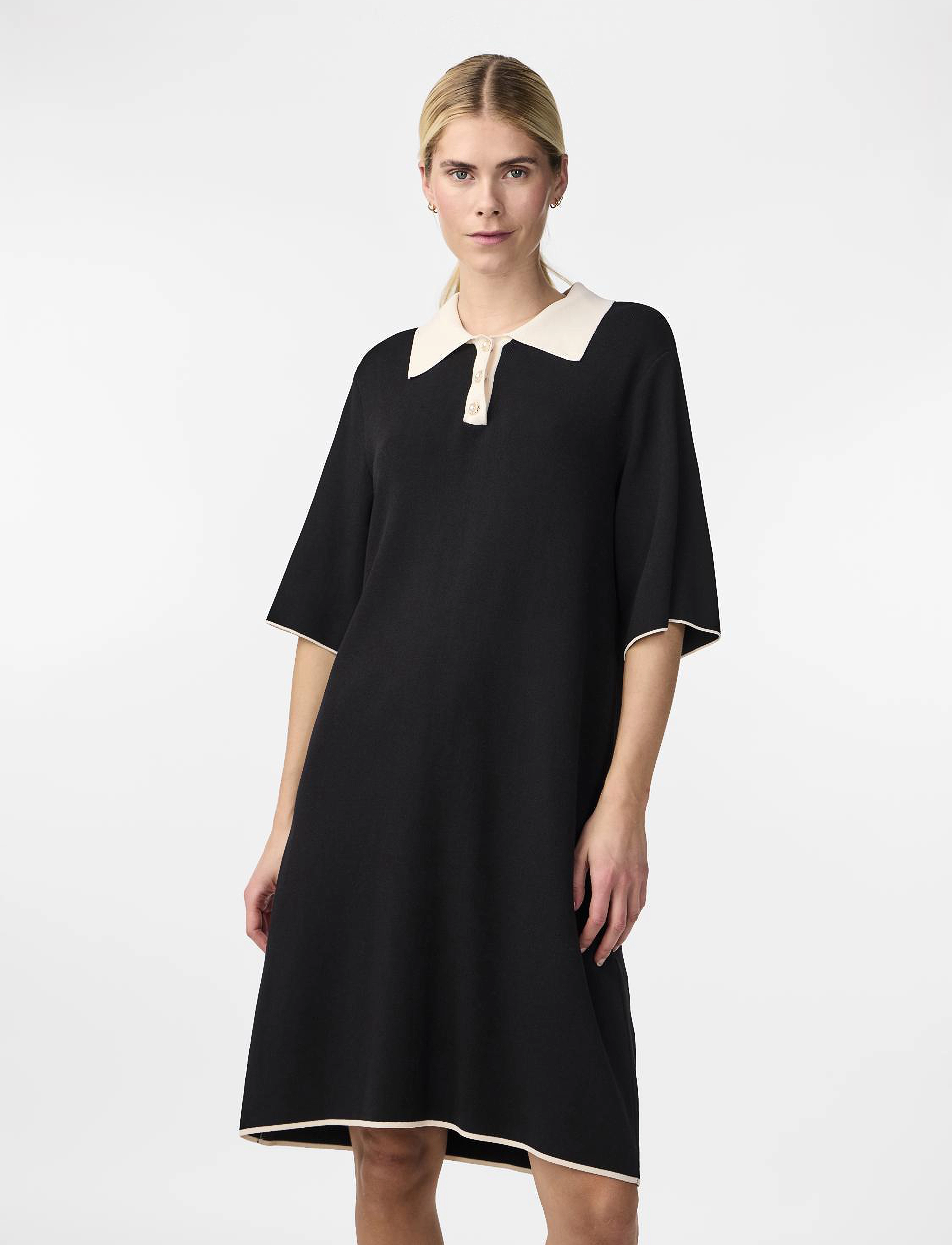 YAS YASMILLE SS KNIT DRESS - Kjoler - BLACK / black