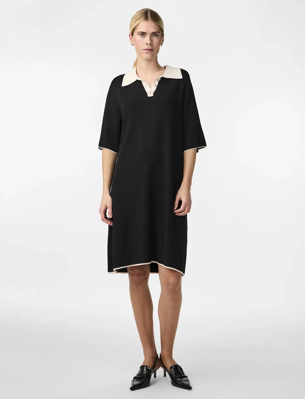 YAS - YASMILLE SS KNIT DRESS - knitted dresses - black - 4