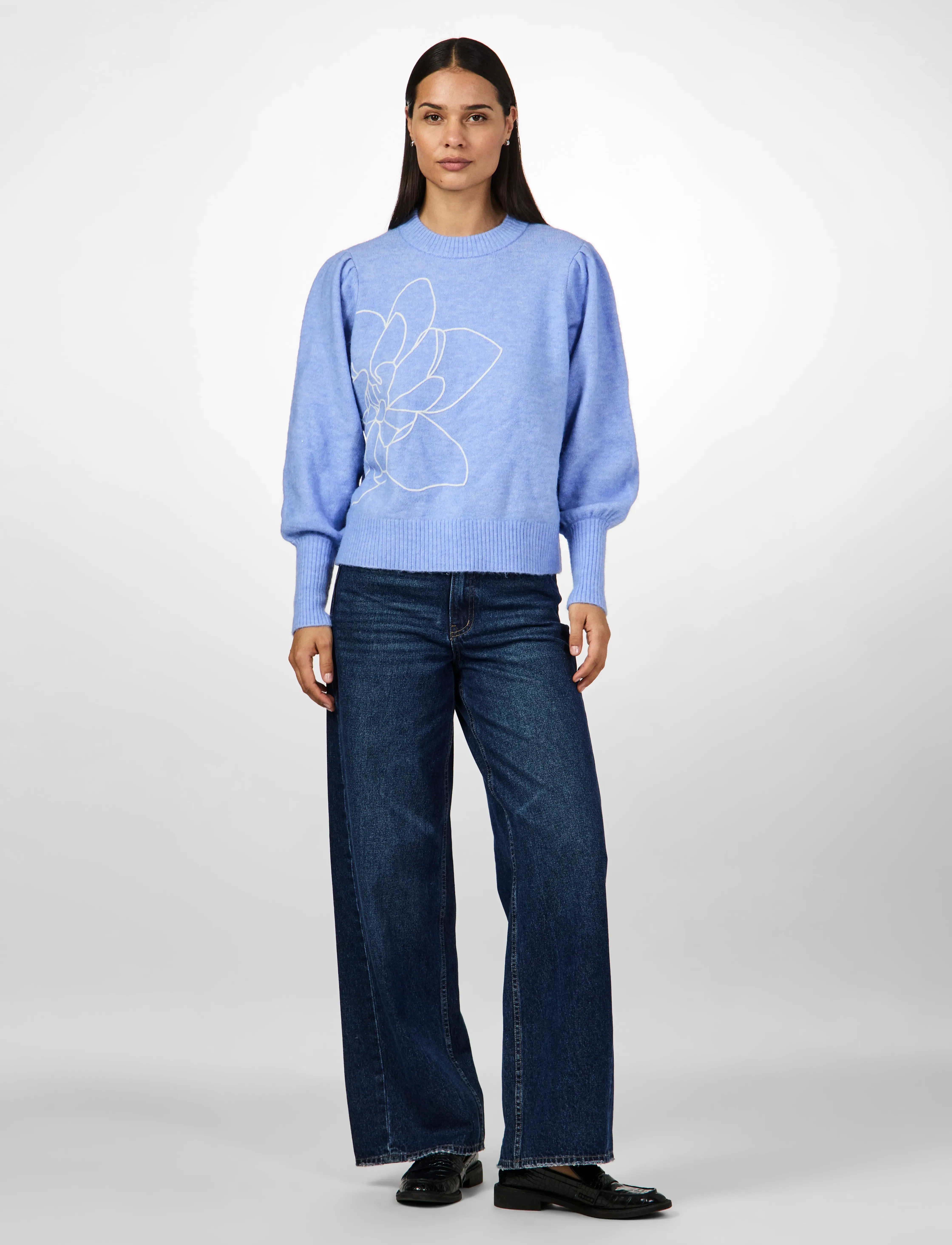 YAS - YASJUVA LS KNIT PULLOVER S. - trøjer - vista blue - 4