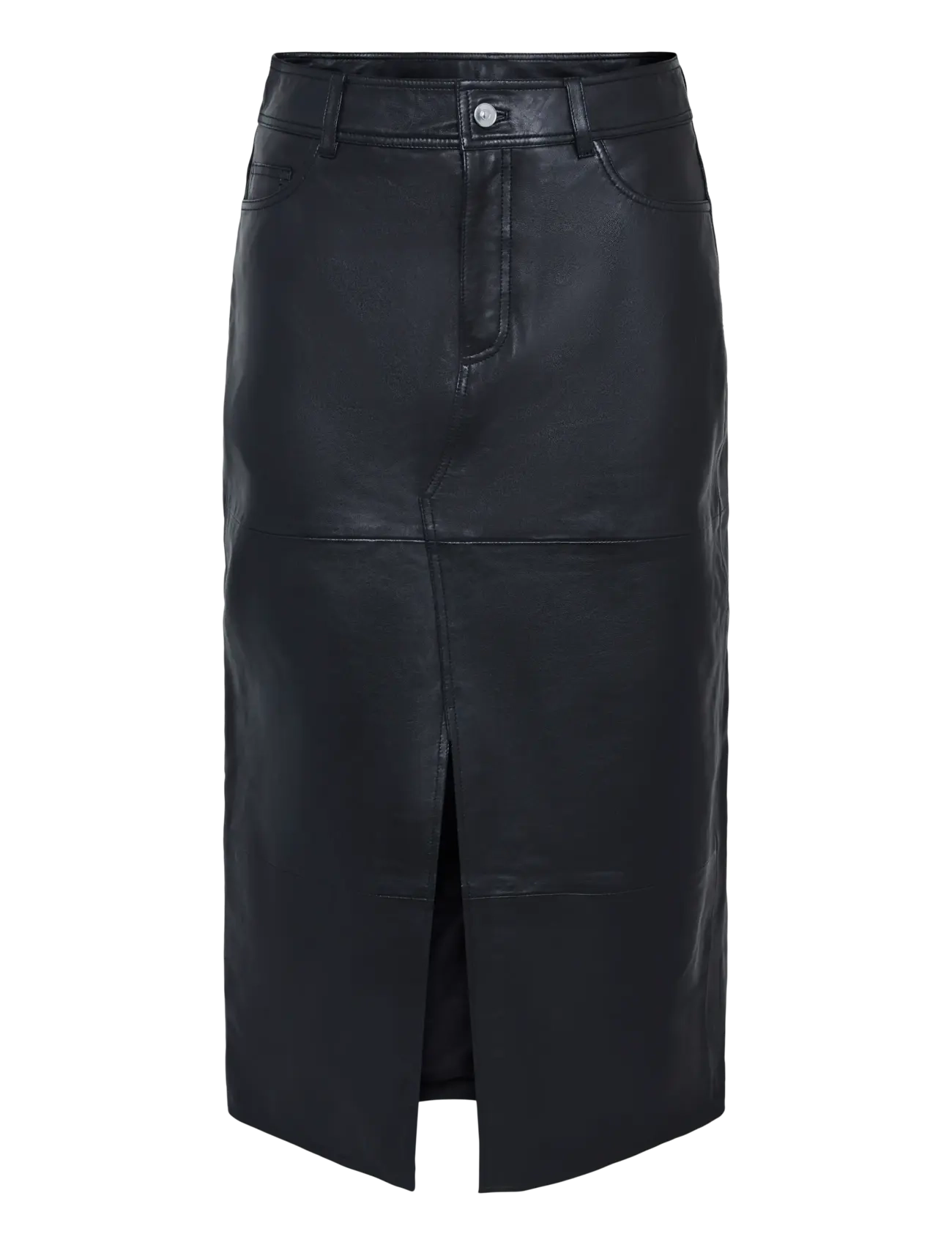 YAS YASMINA HMW LEATHER LONG SKIRT NOOS - Lædernederdele - BLACK / black