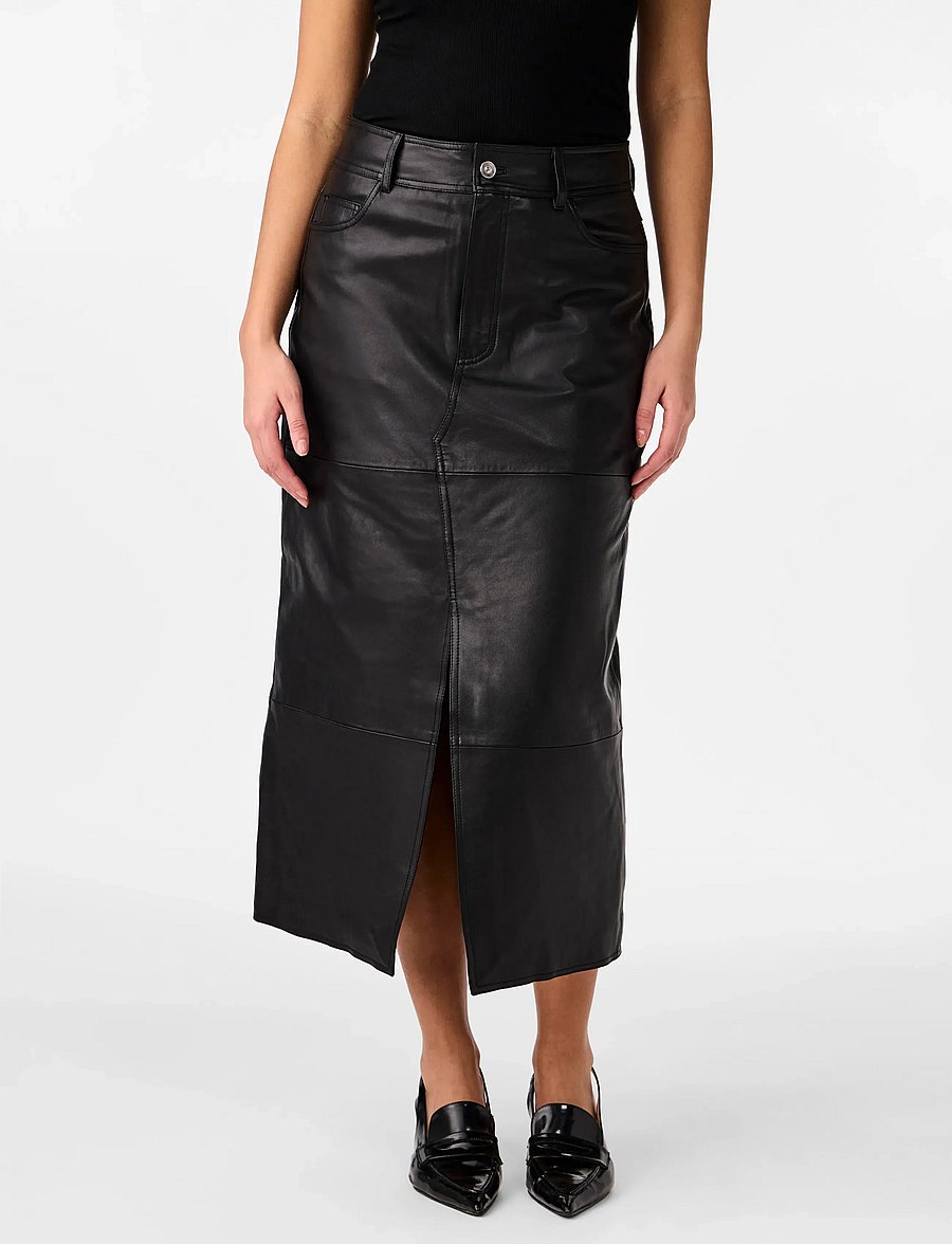 YAS - YASMINA HMW LEATHER LONG SKIRT NOOS - lædernederdele - black - 0