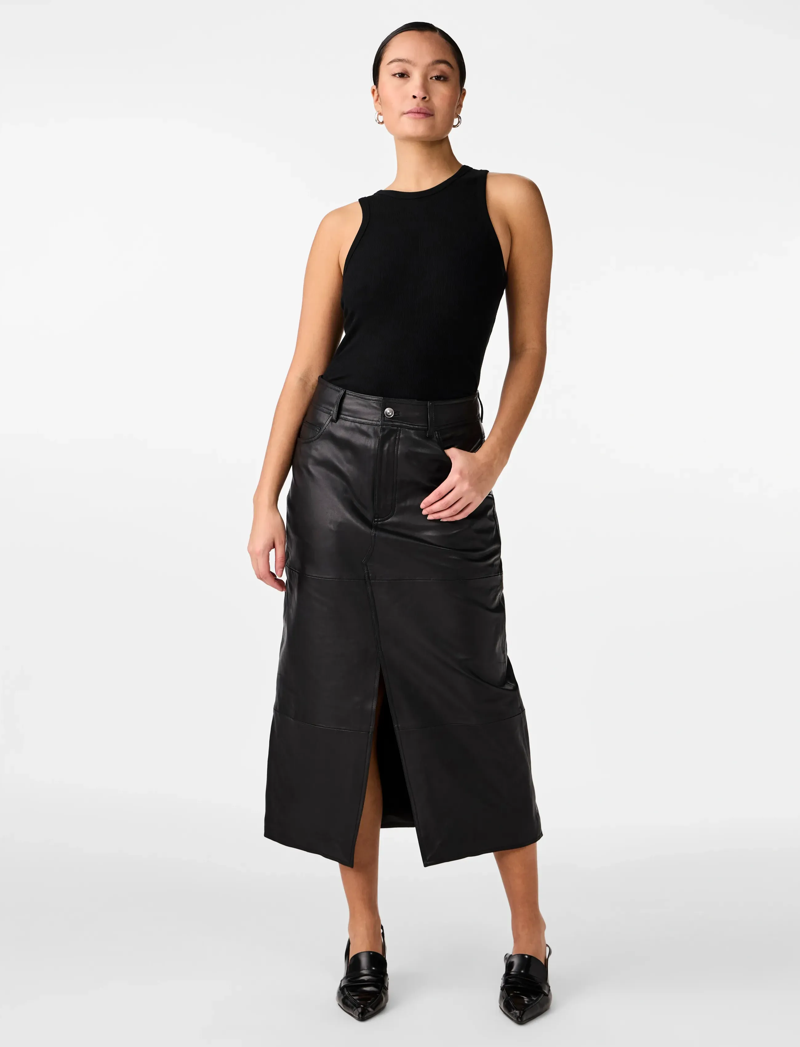 YAS - YASMINA HMW LEATHER LONG SKIRT NOOS - lædernederdele - black - 3