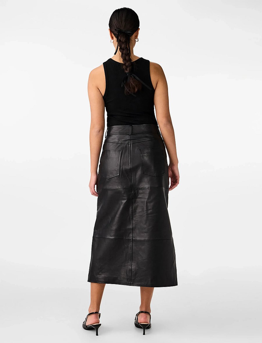 YAS - YASMINA HMW LEATHER LONG SKIRT NOOS - lædernederdele - black - 4