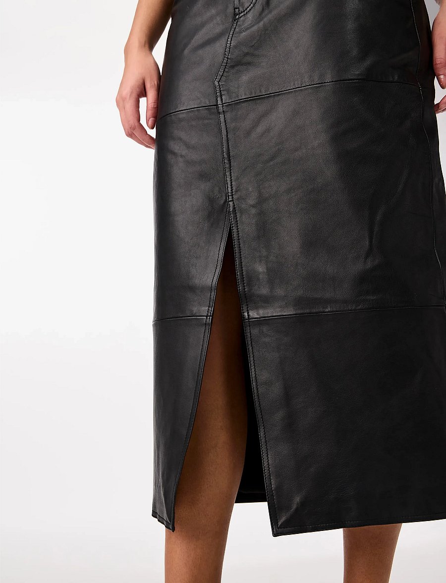 YAS - YASMINA HMW LEATHER LONG SKIRT NOOS - lædernederdele - black - 5