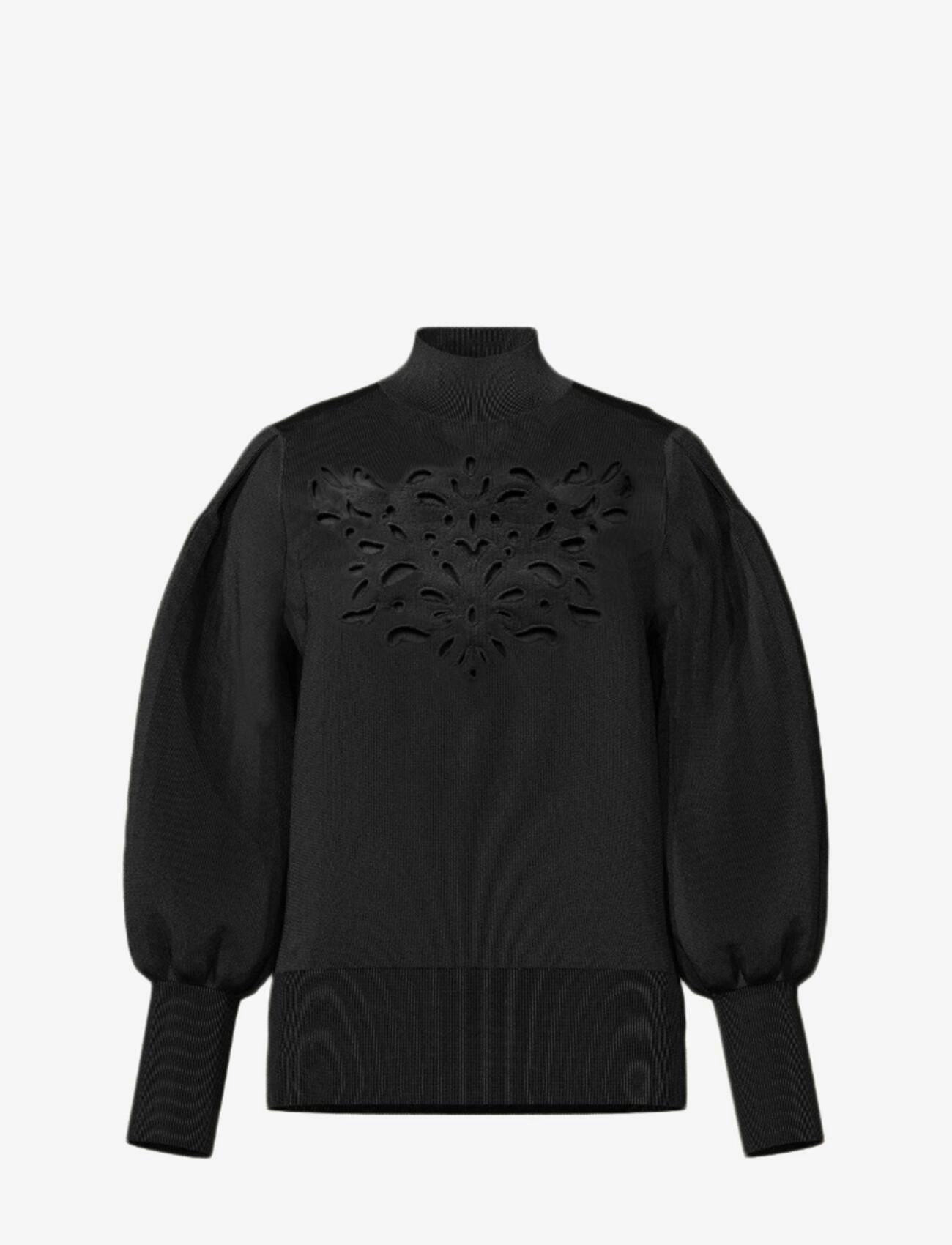 YAS YASFIRAZ LS KNIT PULLOVER S. - Trøjer - BLACK / black