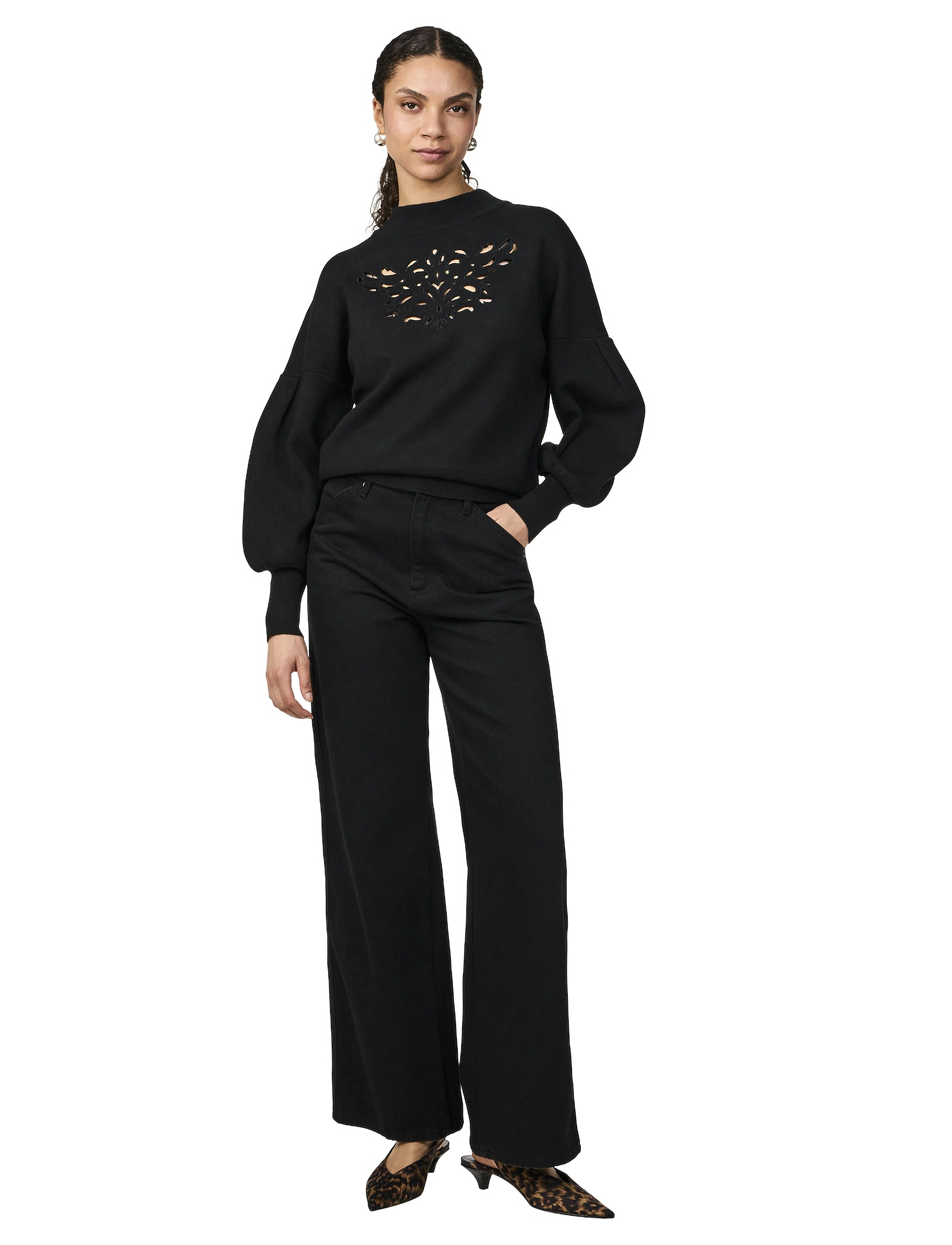 YAS - YASFIRAZ LS KNIT PULLOVER S. - džemprid - black - 4