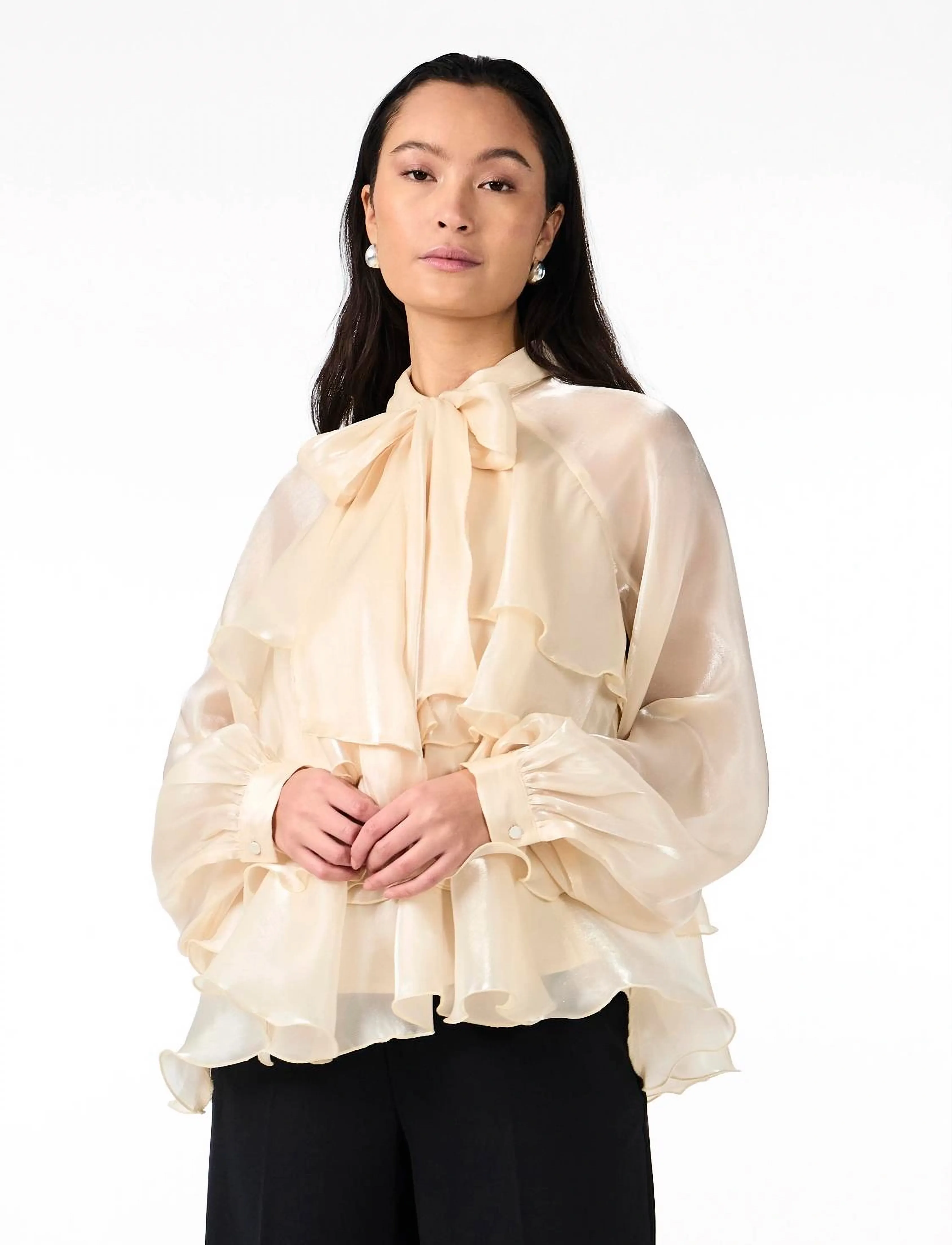 YAS YASELOISE LS SHINY TOP - D2D - Blusen - GARDENIA / cream