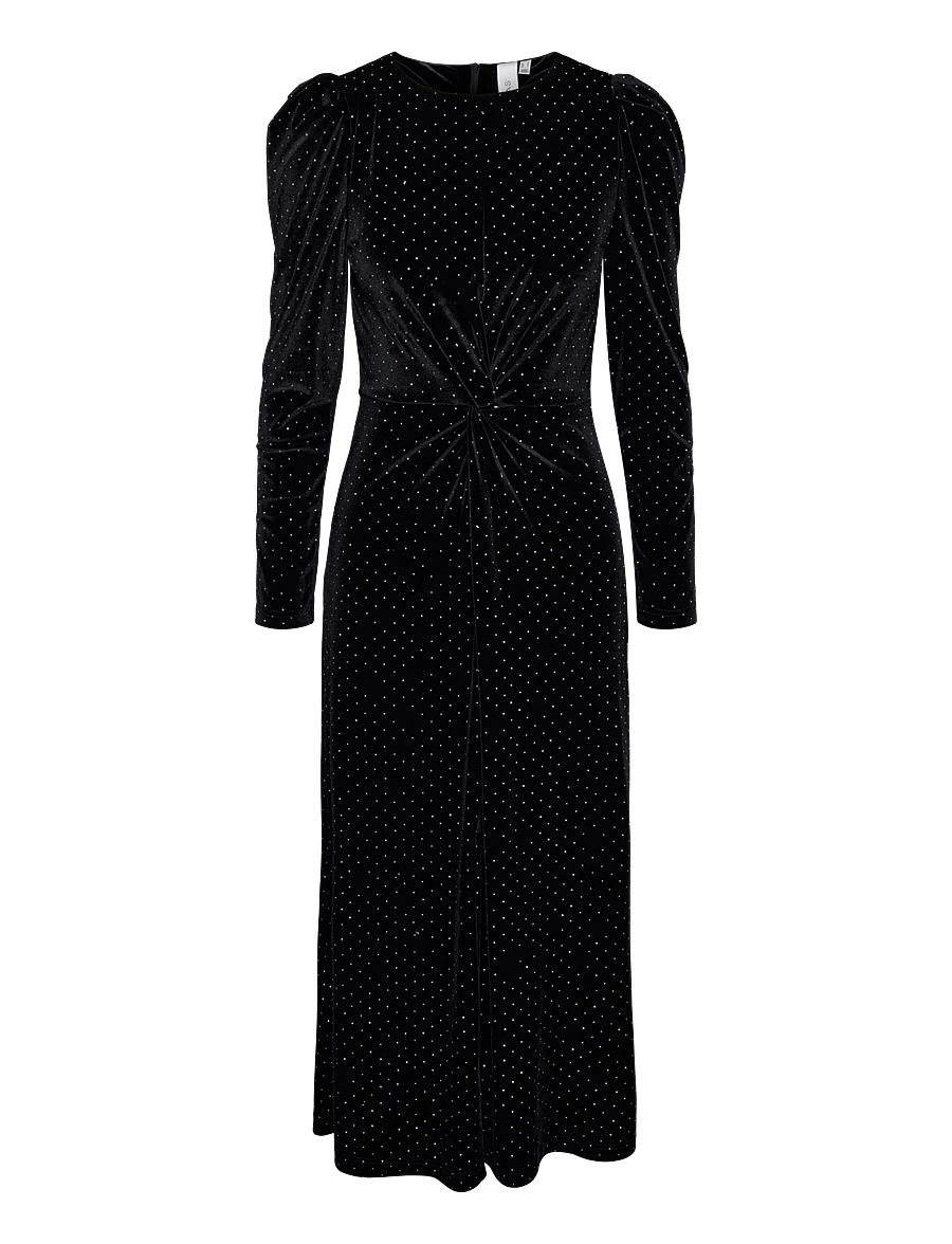 YAS - YASHELLA LS VELOUR MIDI DRESS - SHOW - partykleider - black - 1