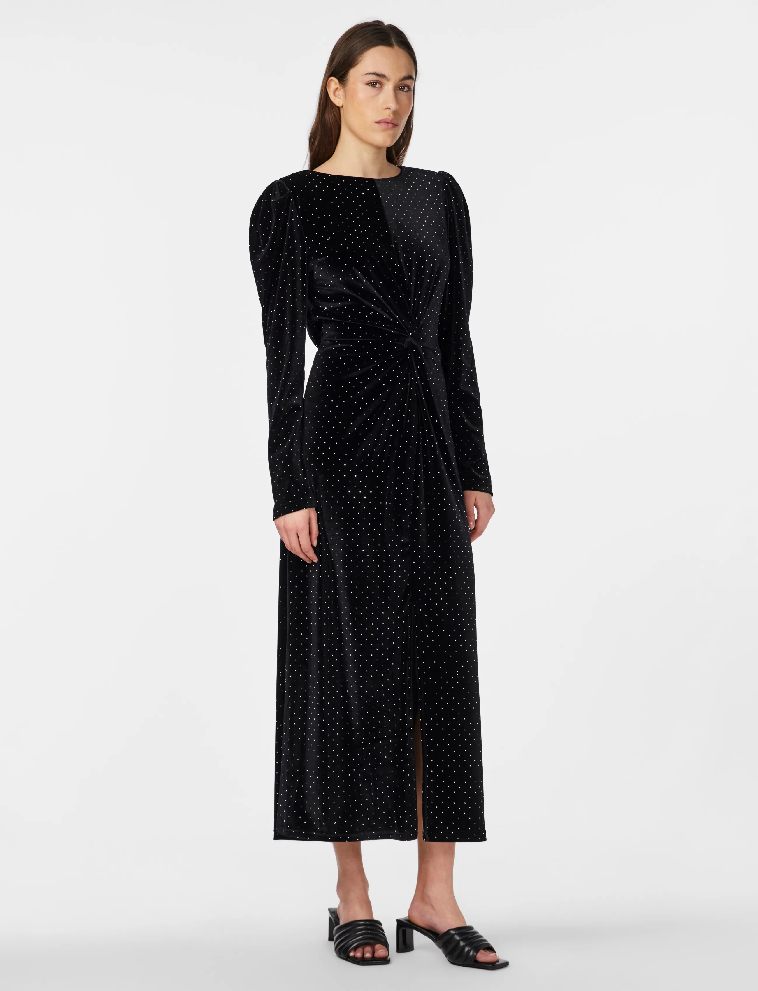 YAS - YASHELLA LS VELOUR MIDI DRESS - SHOW - party dresses - black - 4