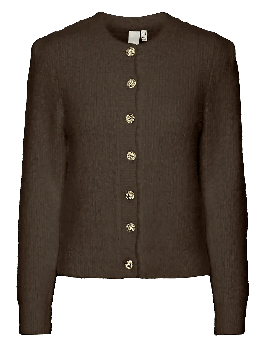 YAS - YASMEY LS KNIT CARDGIAN - kardiganid - hot fudge - 0