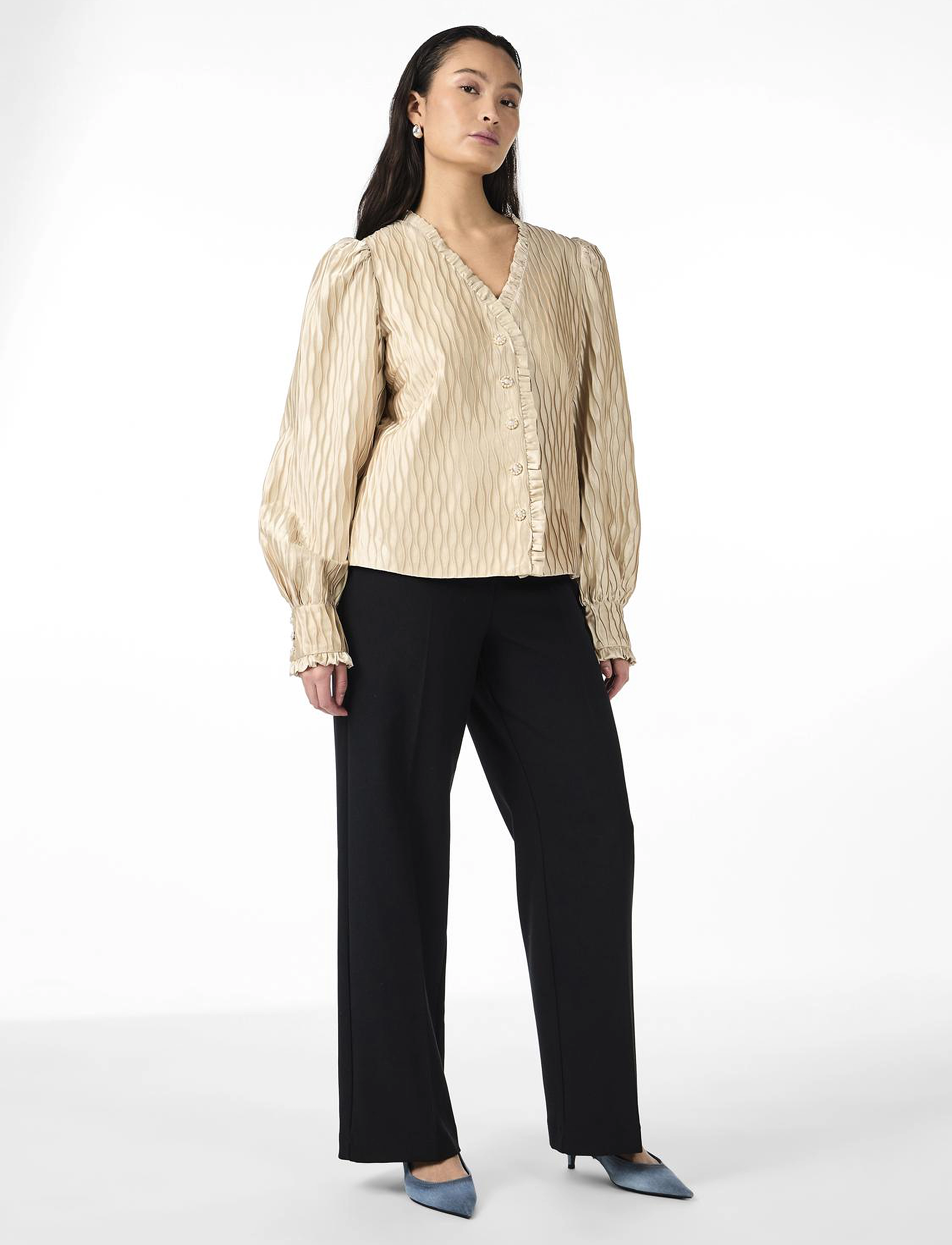 YAS - YASRIPPLE LS V-NECK SHIRT - D2D - sheer bliss - 4