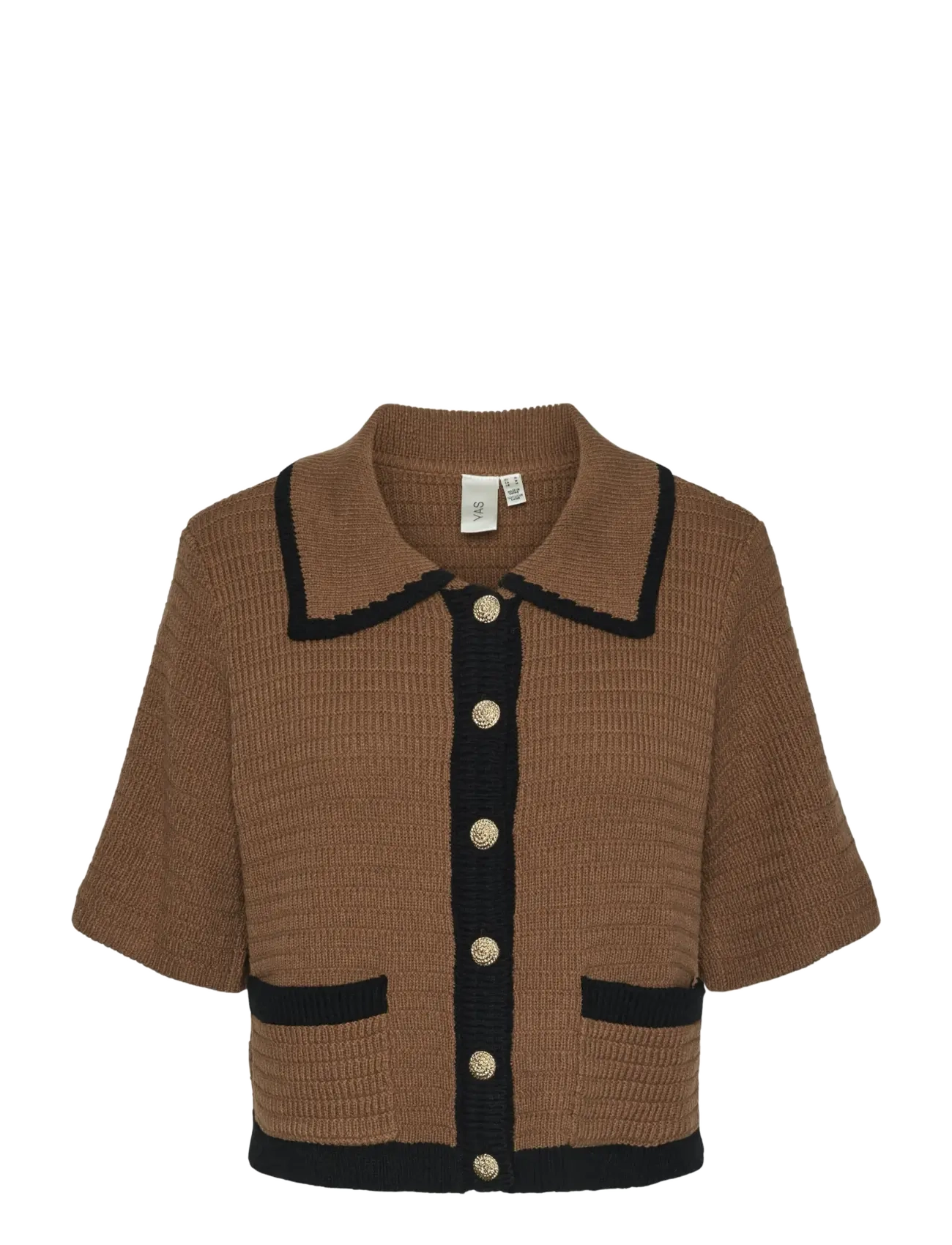 YAS YASKLOMA SS KNIT CARDIGAN S. - Cardigans - MALT BALL / brown