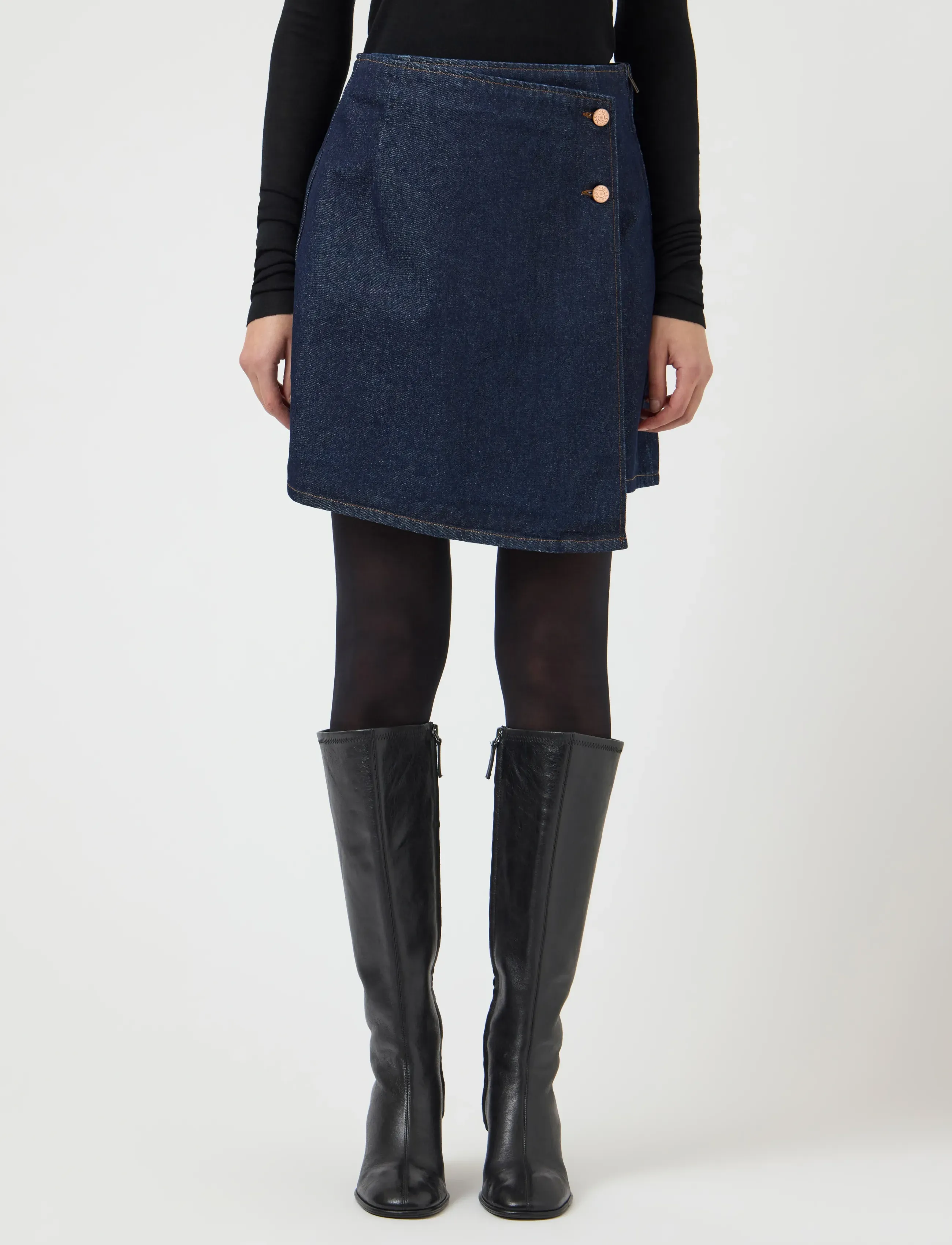 YAS YASLISANA HMW SHORT DENIM SKIRT S. NOOS - Slå-om-nederdele - DARK BLUE DENIM / navy