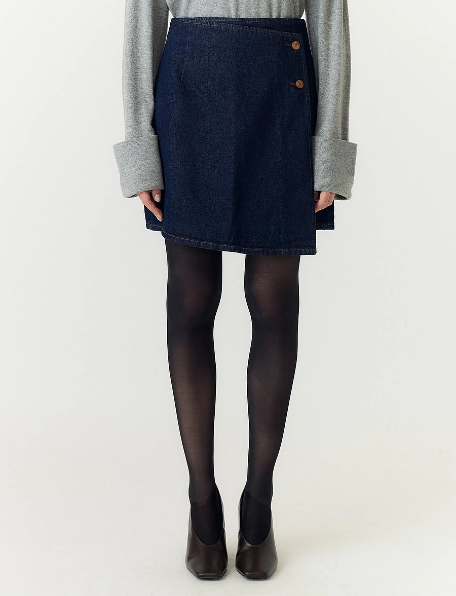 YAS - YASLISANA HMW SHORT DENIM SKIRT S. NOOS - omlottkjolar - dark blue denim - 0