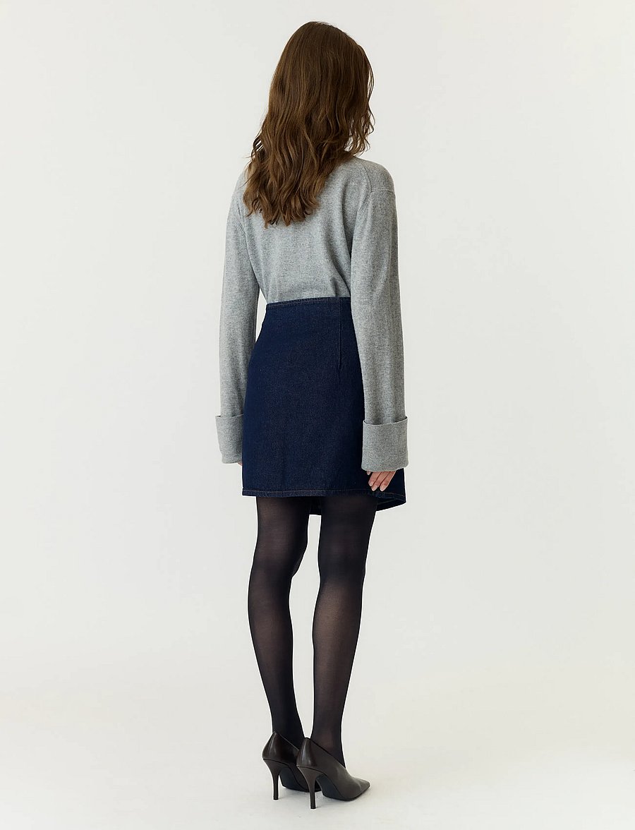 YAS - YASLISANA HMW SHORT DENIM SKIRT S. NOOS - omlottkjolar - dark blue denim - 3