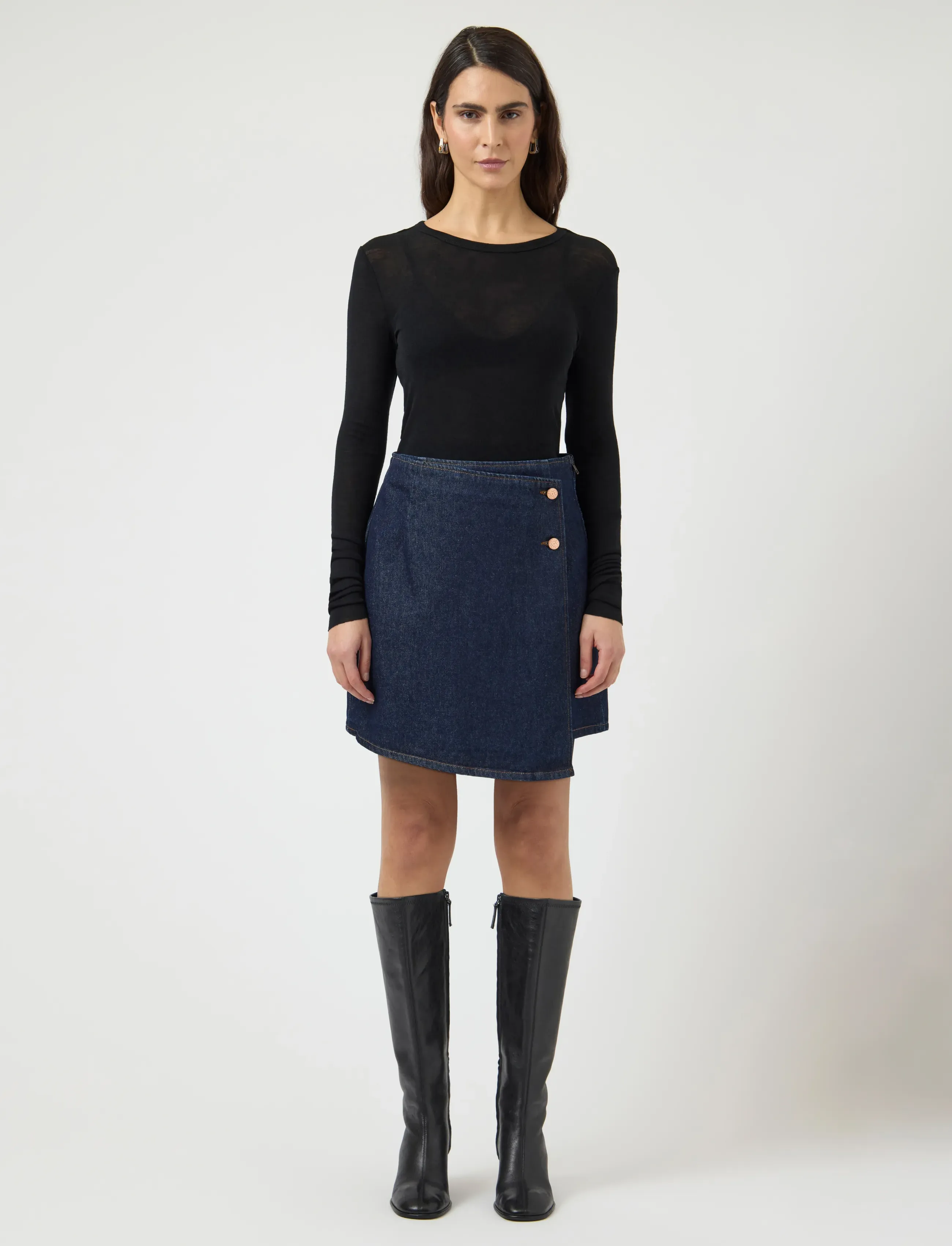YAS - YASLISANA HMW SHORT DENIM SKIRT S. NOOS - wickelröcke - dark blue denim - 4