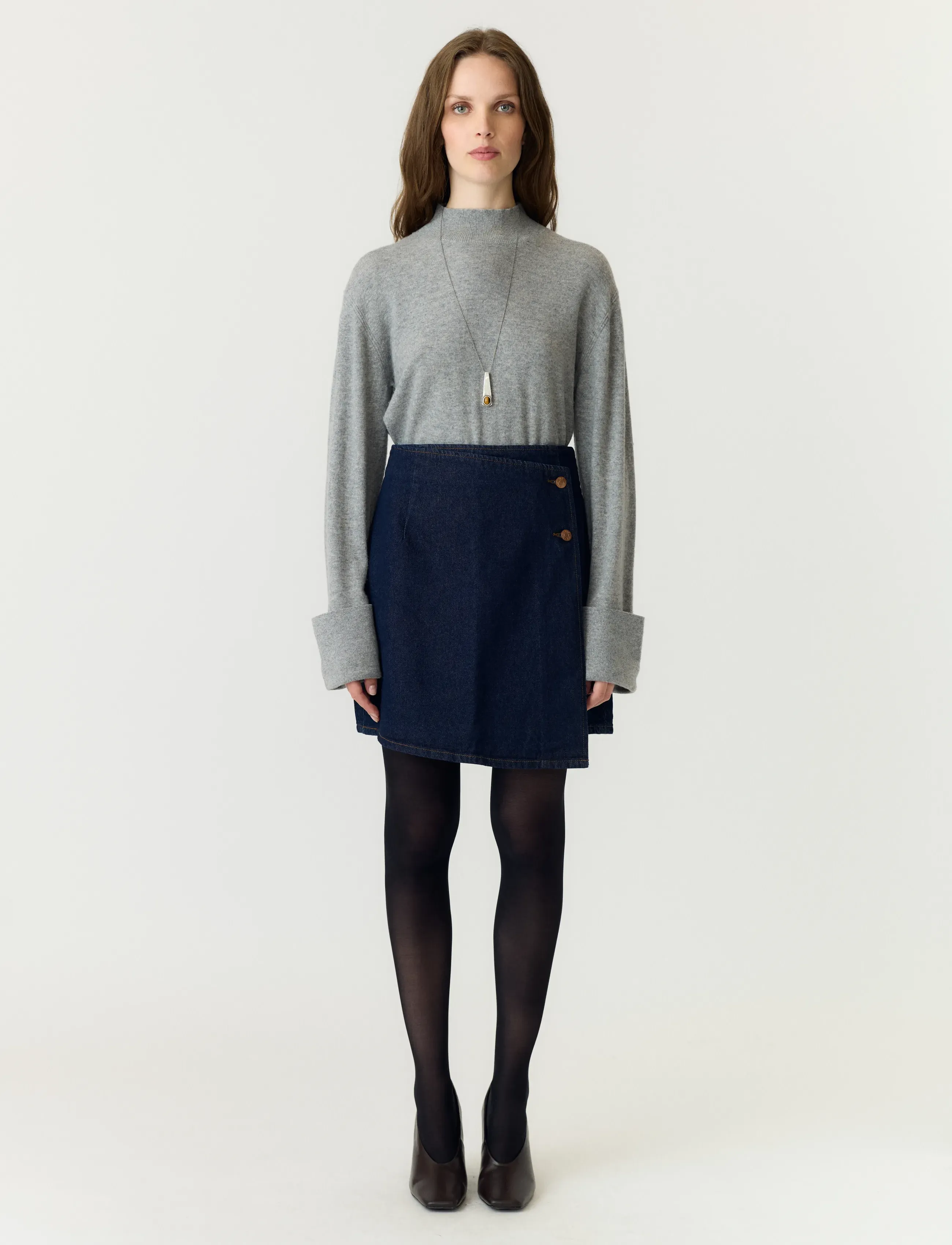 YAS - YASLISANA HMW SHORT DENIM SKIRT S. NOOS - omlottkjolar - dark blue denim - 4