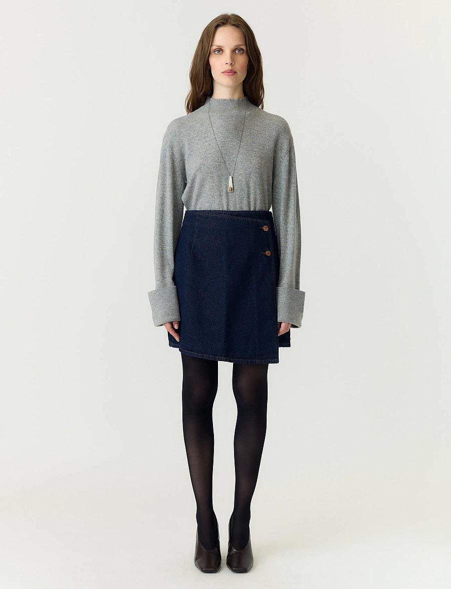 YAS - YASLISANA HMW SHORT DENIM SKIRT S. NOOS - omlottkjolar - dark blue denim - 4