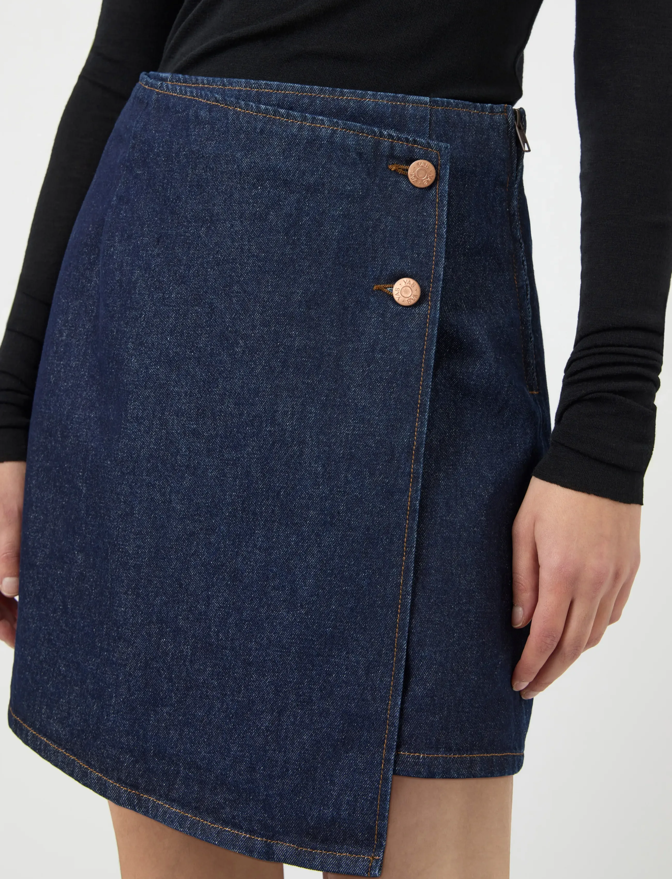 YAS - YASLISANA HMW SHORT DENIM SKIRT S. NOOS - wickelröcke - dark blue denim - 5