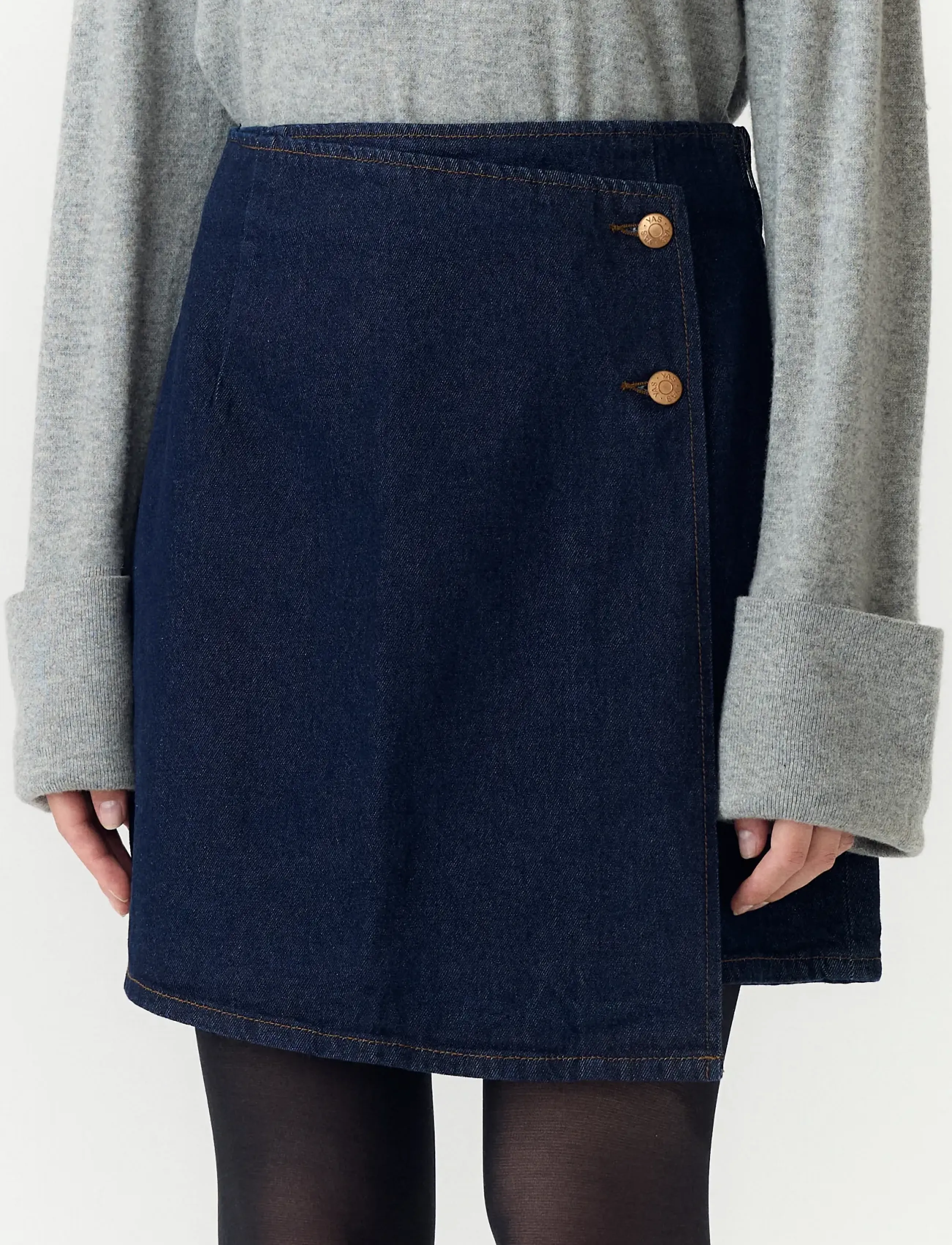 YAS - YASLISANA HMW SHORT DENIM SKIRT S. NOOS - omlottkjolar - dark blue denim - 5