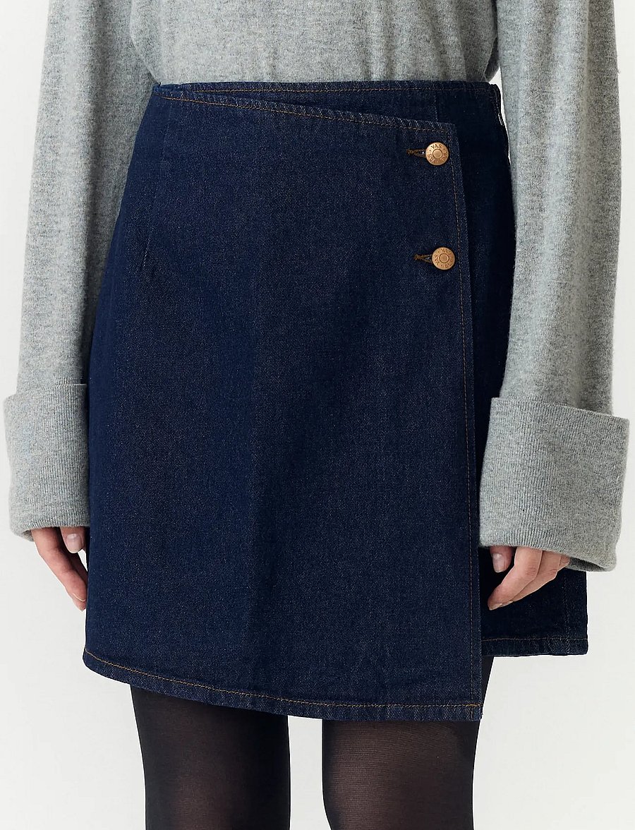 YAS - YASLISANA HMW SHORT DENIM SKIRT S. NOOS - omlottkjolar - dark blue denim - 5