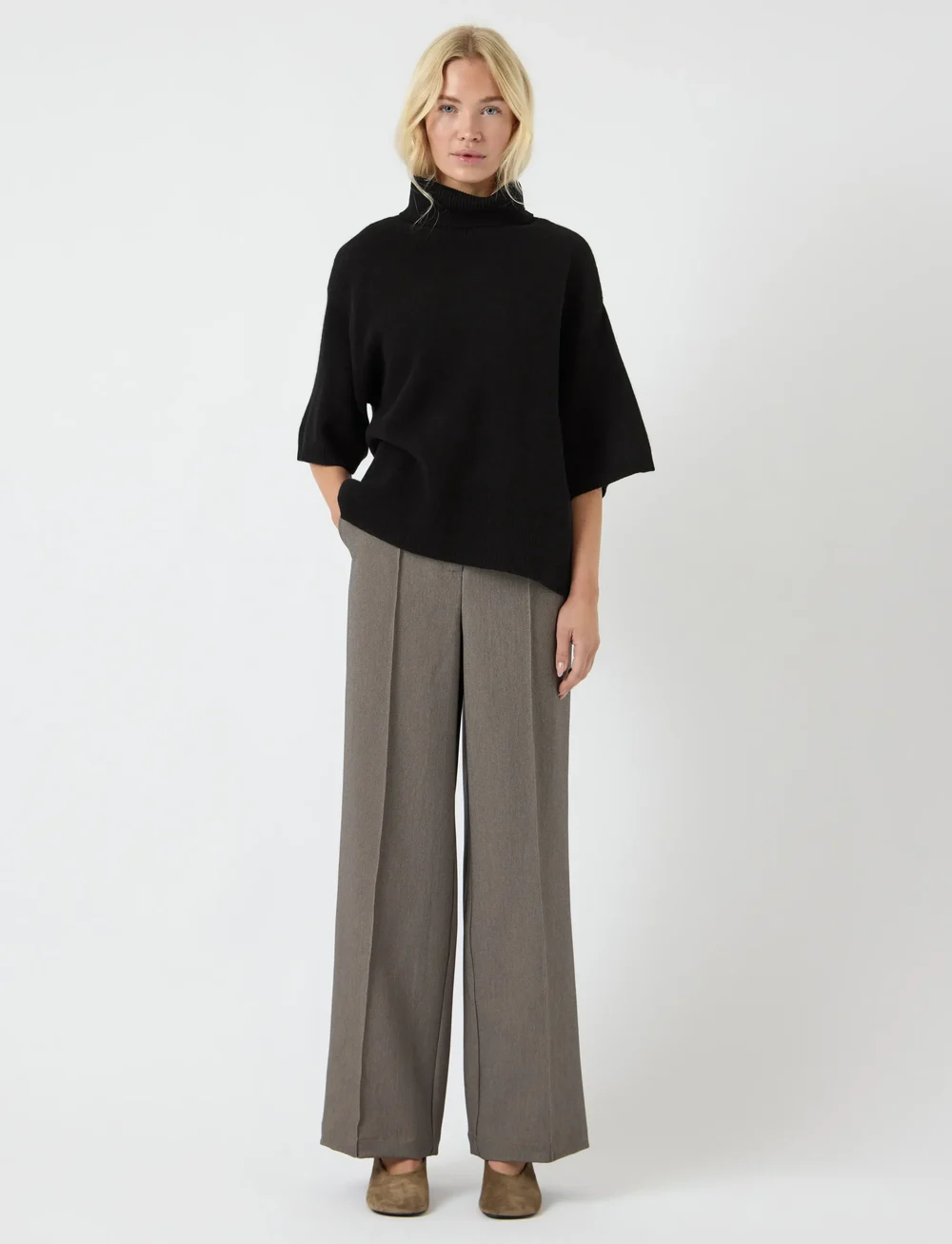 YAS - YASEMILA 2/4 WOOL KNIT PULLOVER S. NOOS - golfai - black - 0