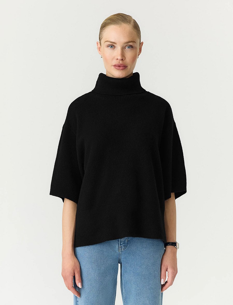 YAS - YASEMILA 2/4 WOOL KNIT PULLOVER S. NOOS - stickade tröjor - black - 0