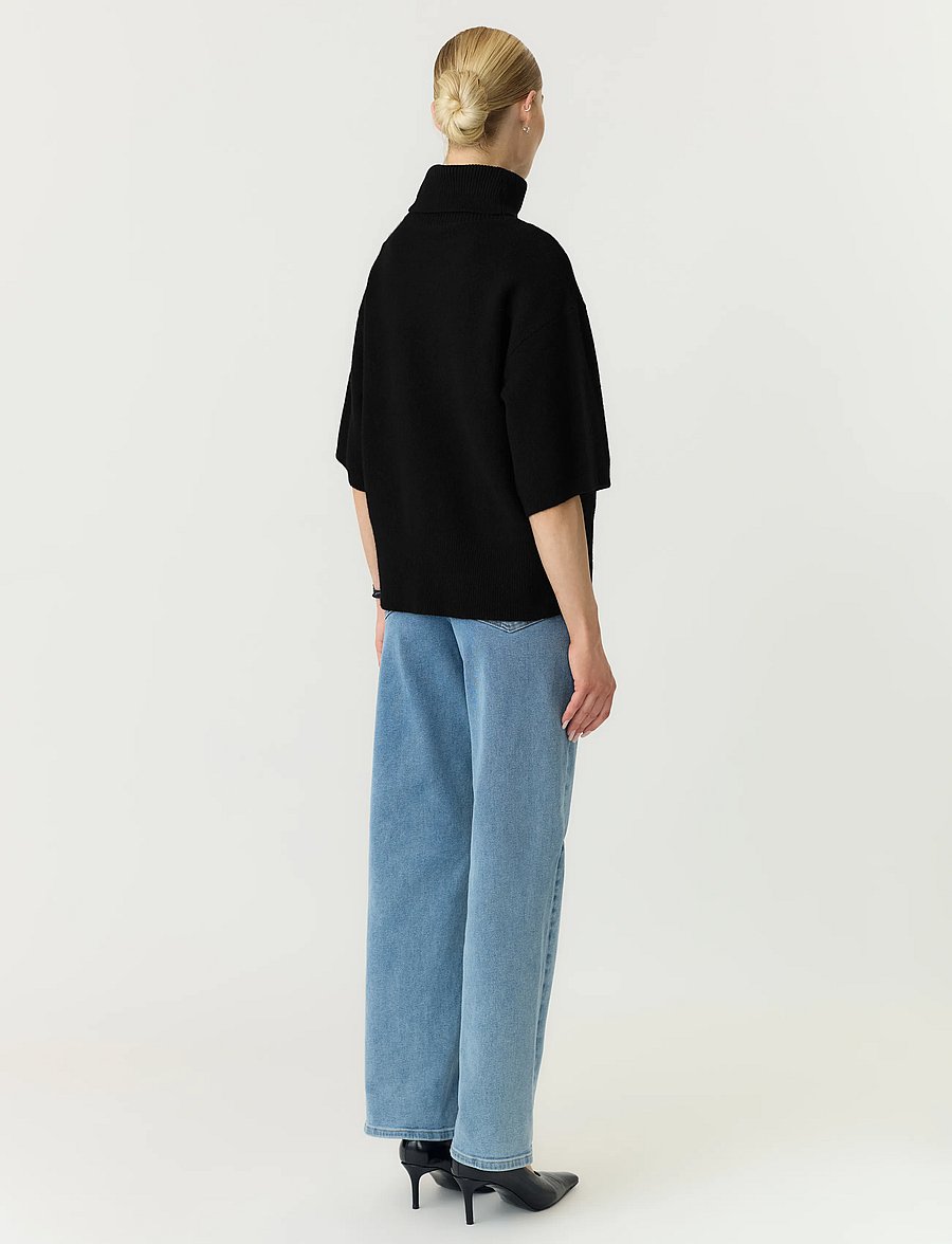 YAS - YASEMILA 2/4 WOOL KNIT PULLOVER S. NOOS - stickade tröjor - black - 3