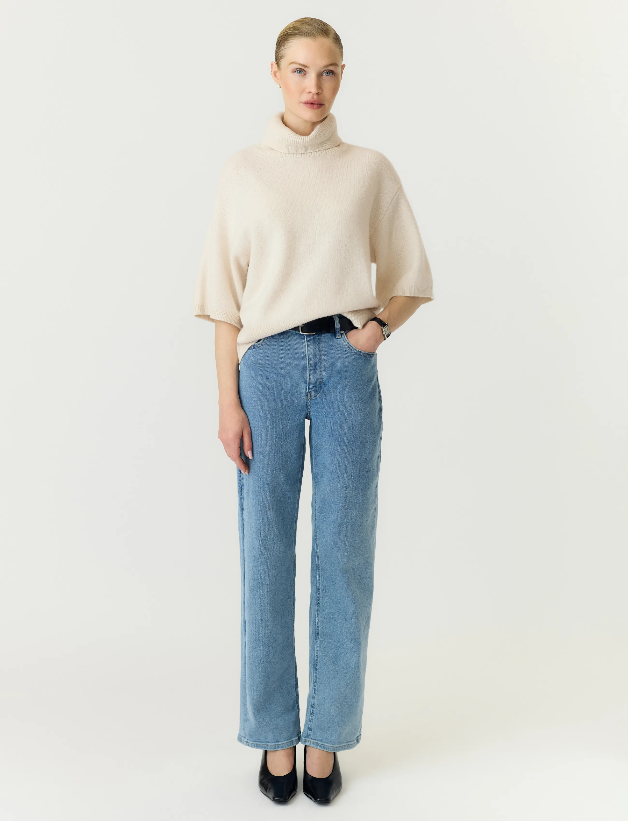 YAS YASEMILA 2/4 WOOL KNIT PULLOVER S. NOOS - Fødselsdag - SANDSHELL / beige