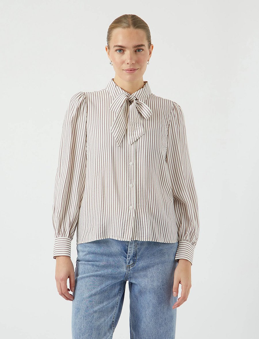 YAS - YASPIL LS BOW SHIRT S. NOOS - star white - 0