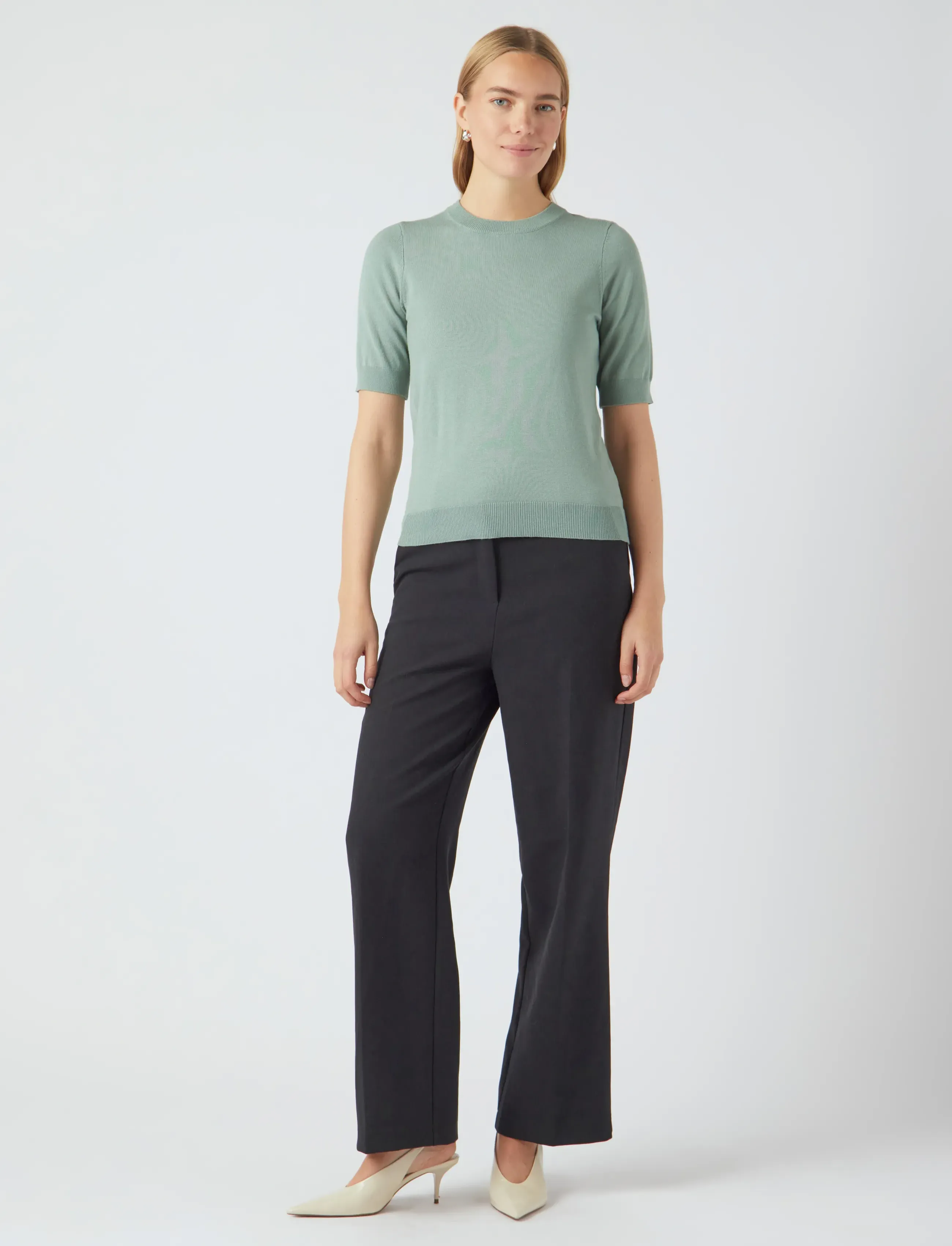 YAS - YASLENA SS KNIT PULLOVER S. NOOS - laveste priser - iceberg green - 4