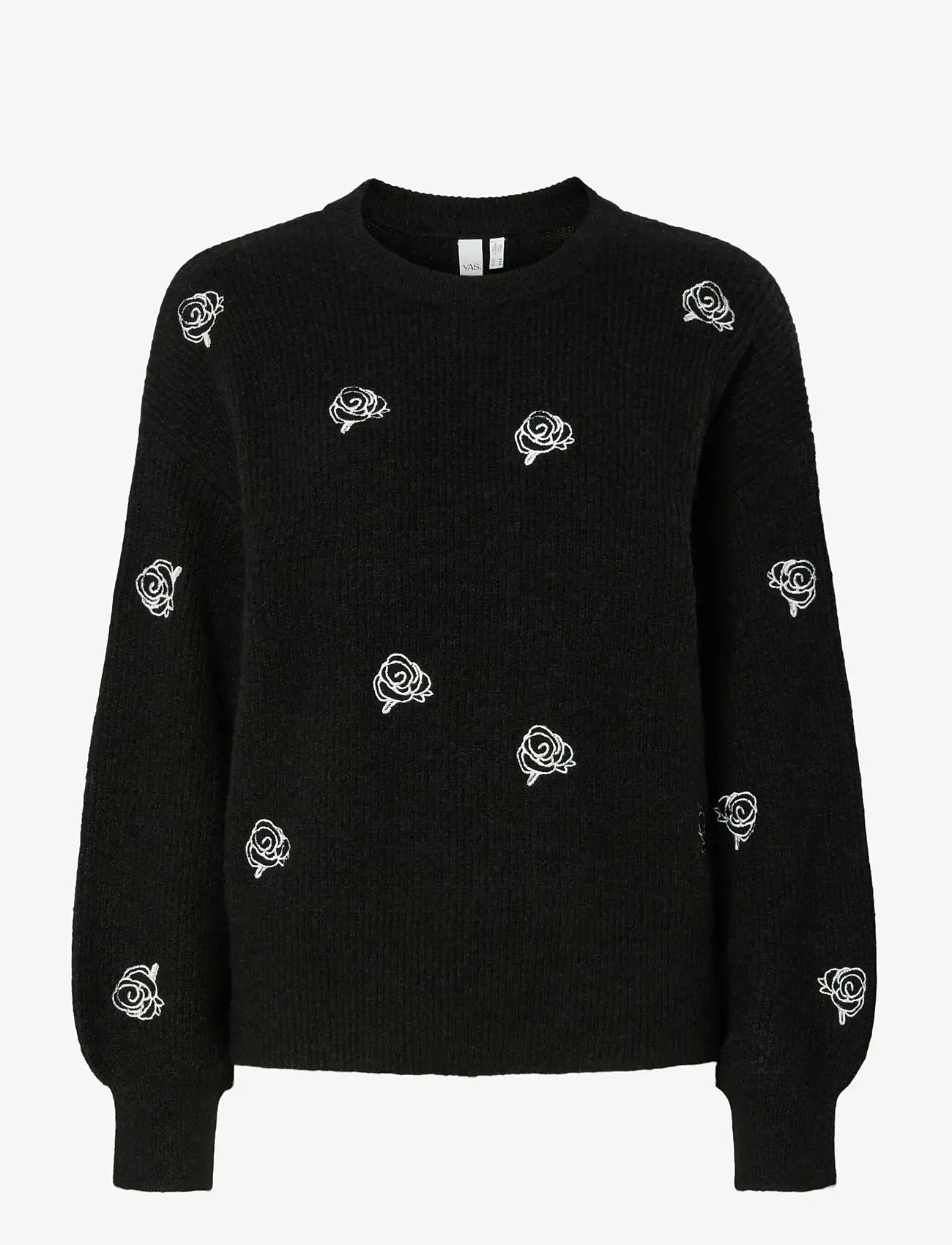 YAS - YASFLEUR LS KNIT PULLOVER S. NOOS - stickade tröjor - black - 0