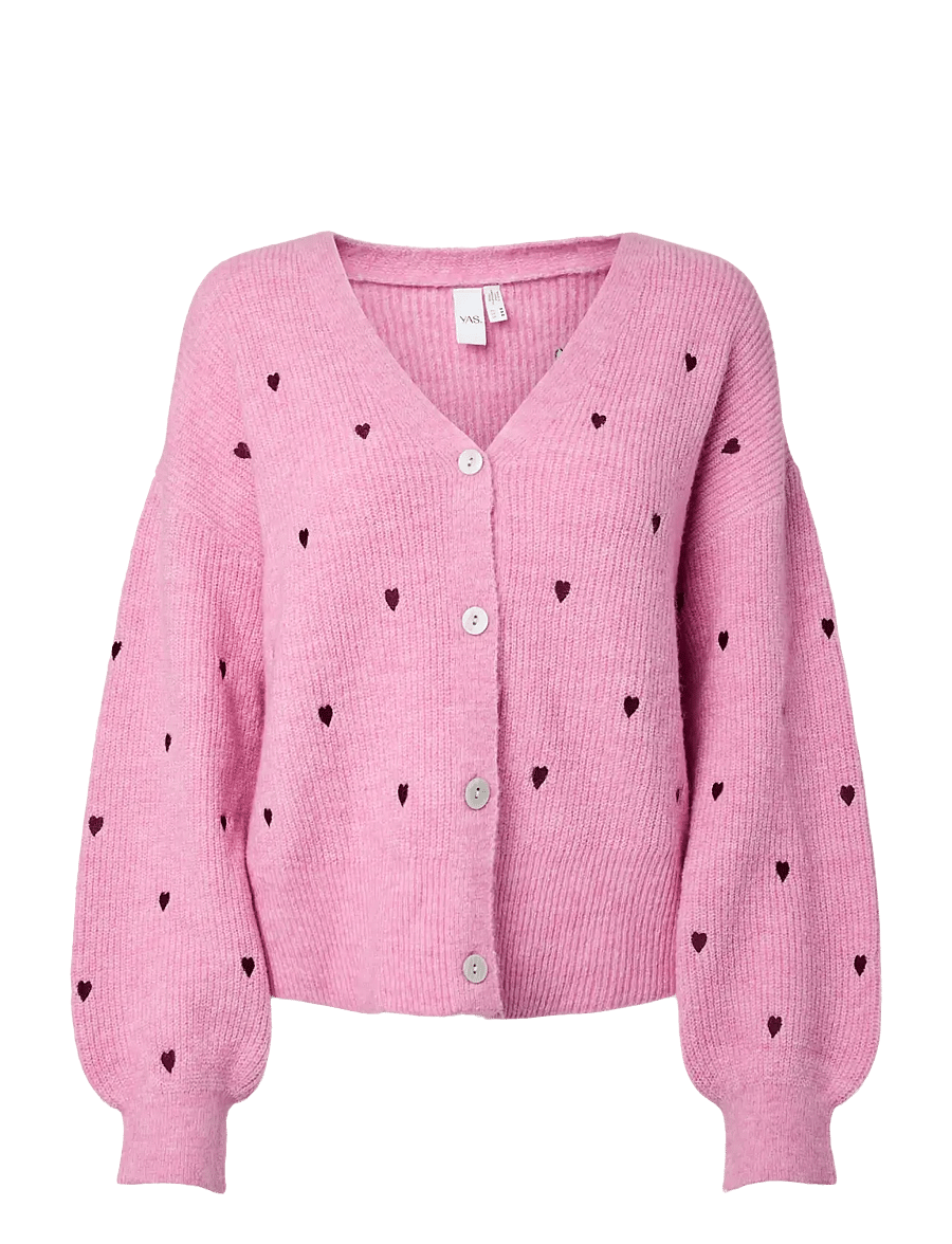 YAS - YASFLEUR LS KNIT CARDIGAN S. NOOS - cardigans - begonia pink - 1