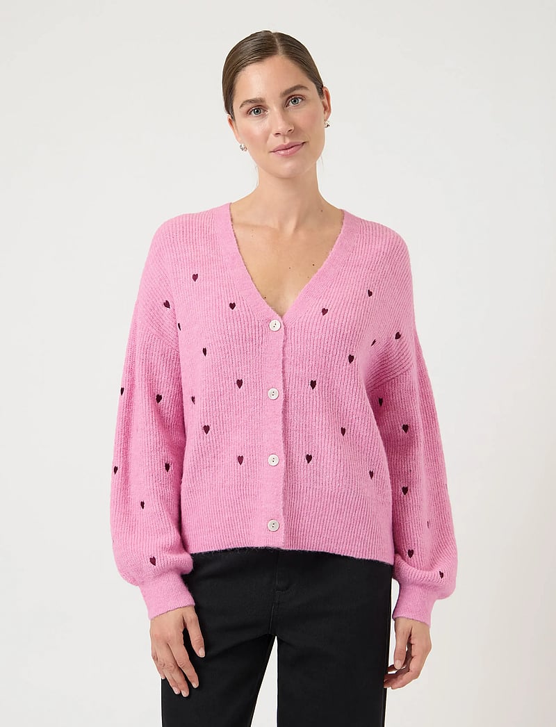 YAS - YASFLEUR LS KNIT CARDIGAN S. NOOS - koftor - begonia pink - 0