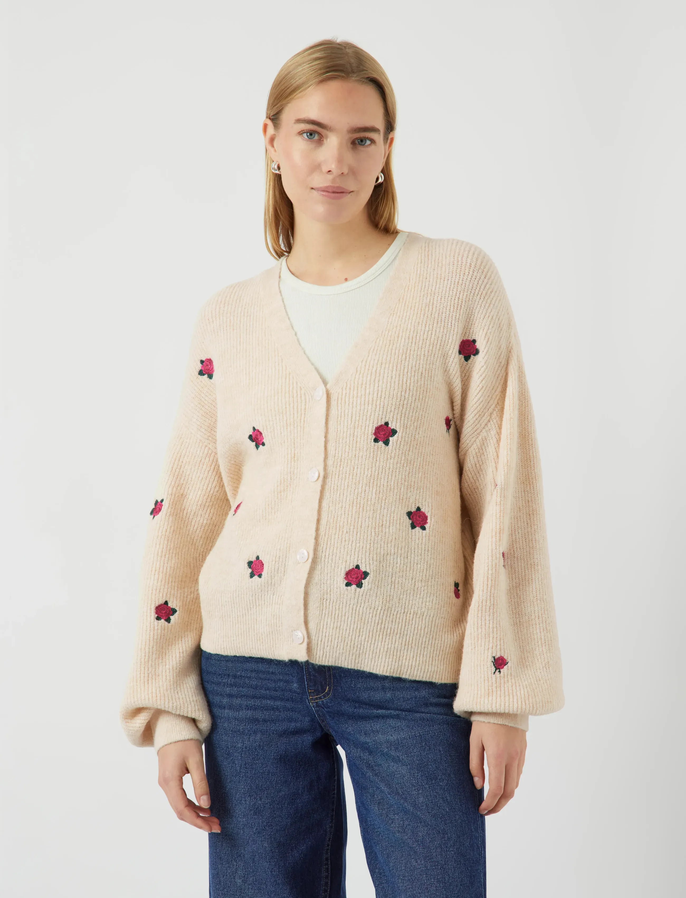 Koftor / Cardigans / Västar Y.a.s YAS Noos Fleur Cardigan Birch/Bouquet 5