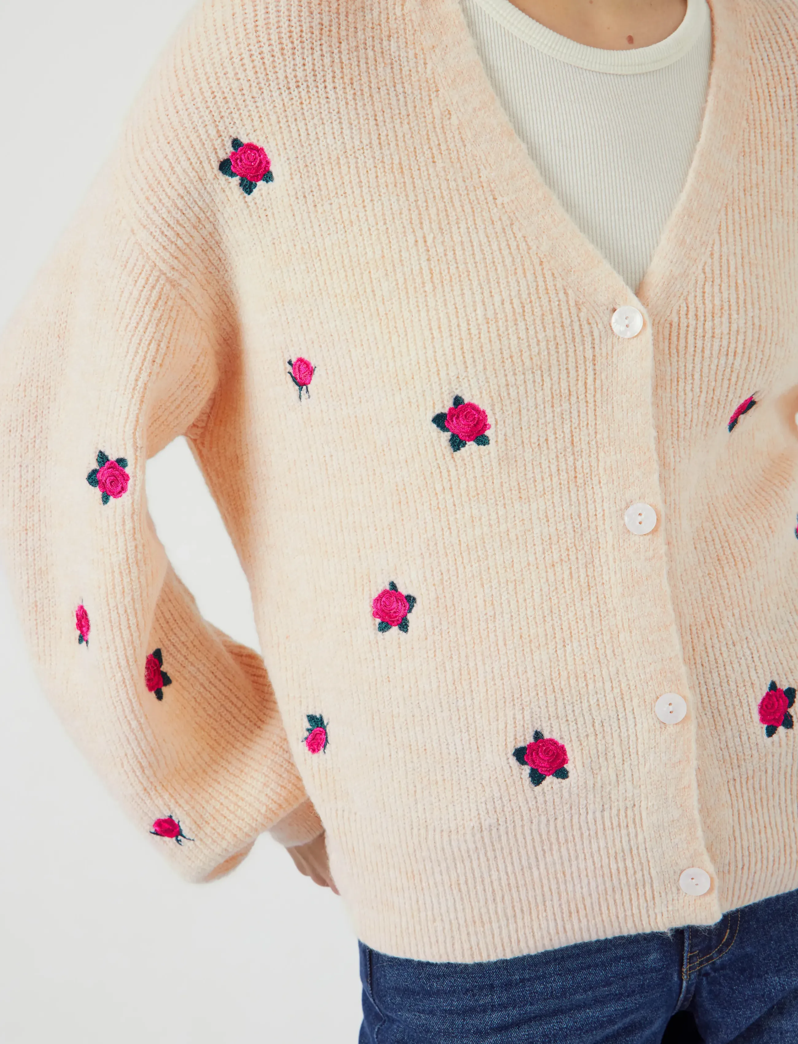 Koftor / Cardigans / Västar Y.a.s YAS Noos Fleur Cardigan Birch/Bouquet 8