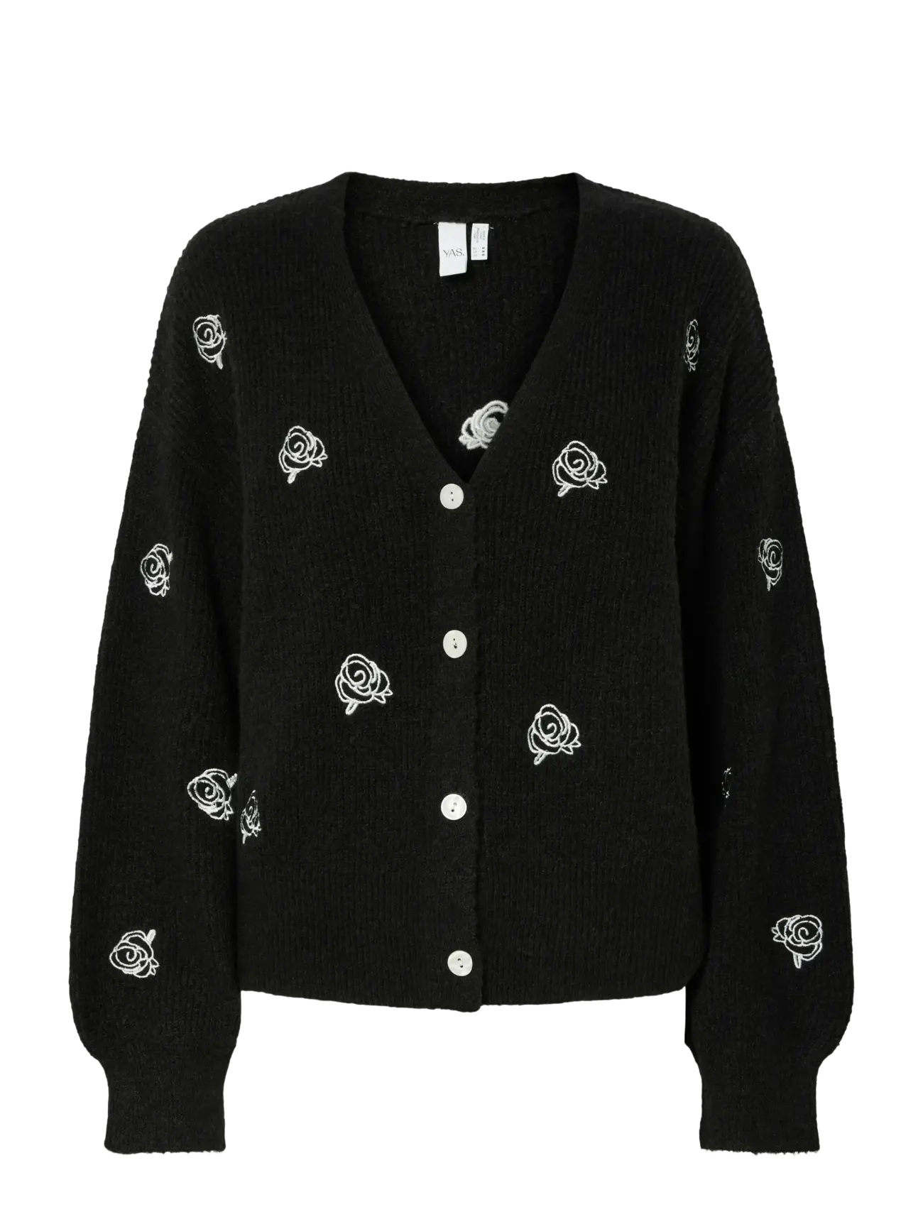 YASFLEUR LS KNIT CARDIGAN S. NOOS - BLACK