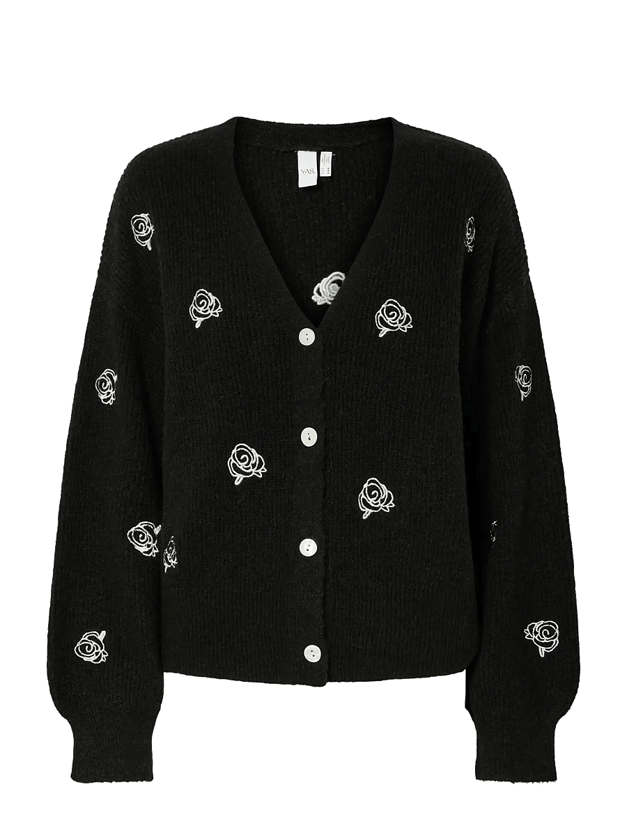 YAS - YASFLEUR LS KNIT CARDIGAN S. NOOS - cardigans - black - 0