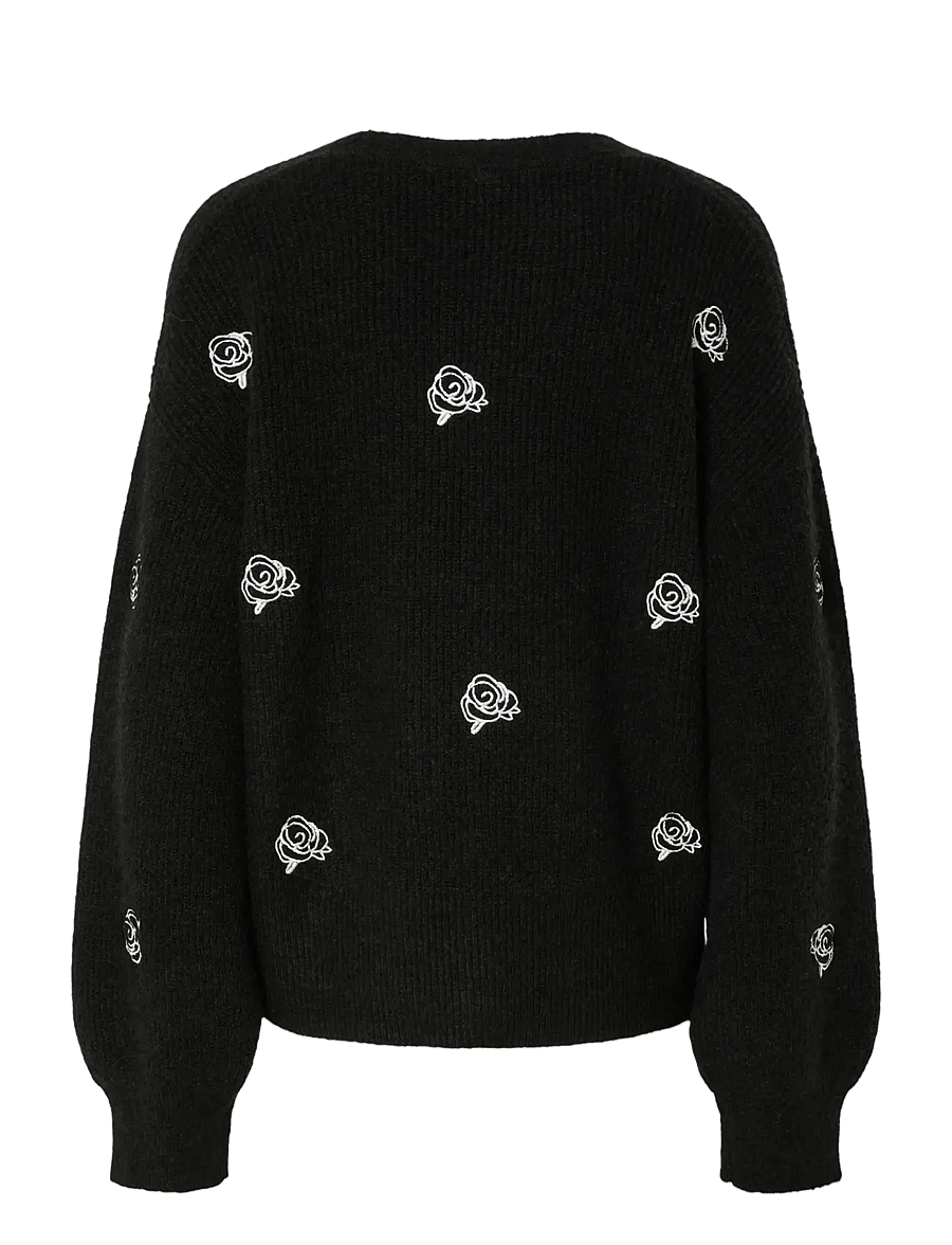 YAS - YASFLEUR LS KNIT CARDIGAN S. NOOS - cardigans - black - 1