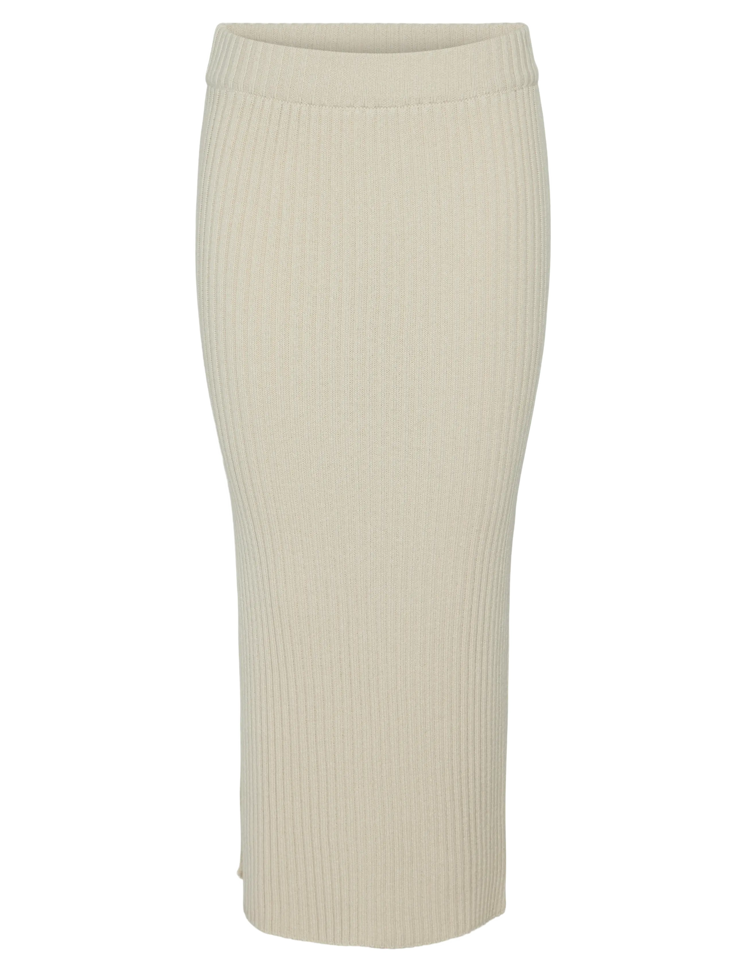 YAS YASMAVI HW ANKLE KNIT SKIRT - D2D - Midiskjørt - BIRCH / cream