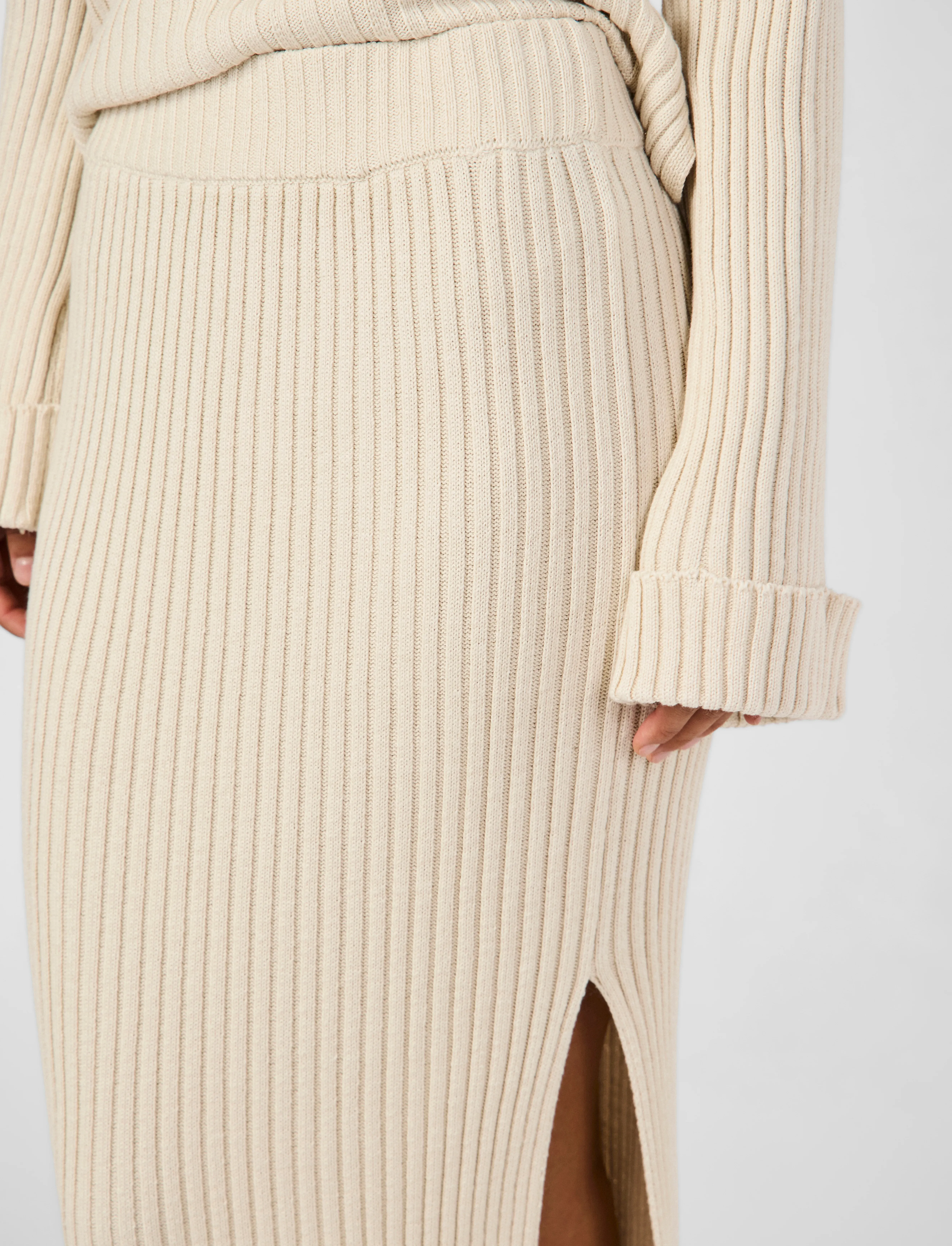 YAS - YASMAVI HW ANKLE KNIT SKIRT - D2D - strikkede nederdele - birch - 4
